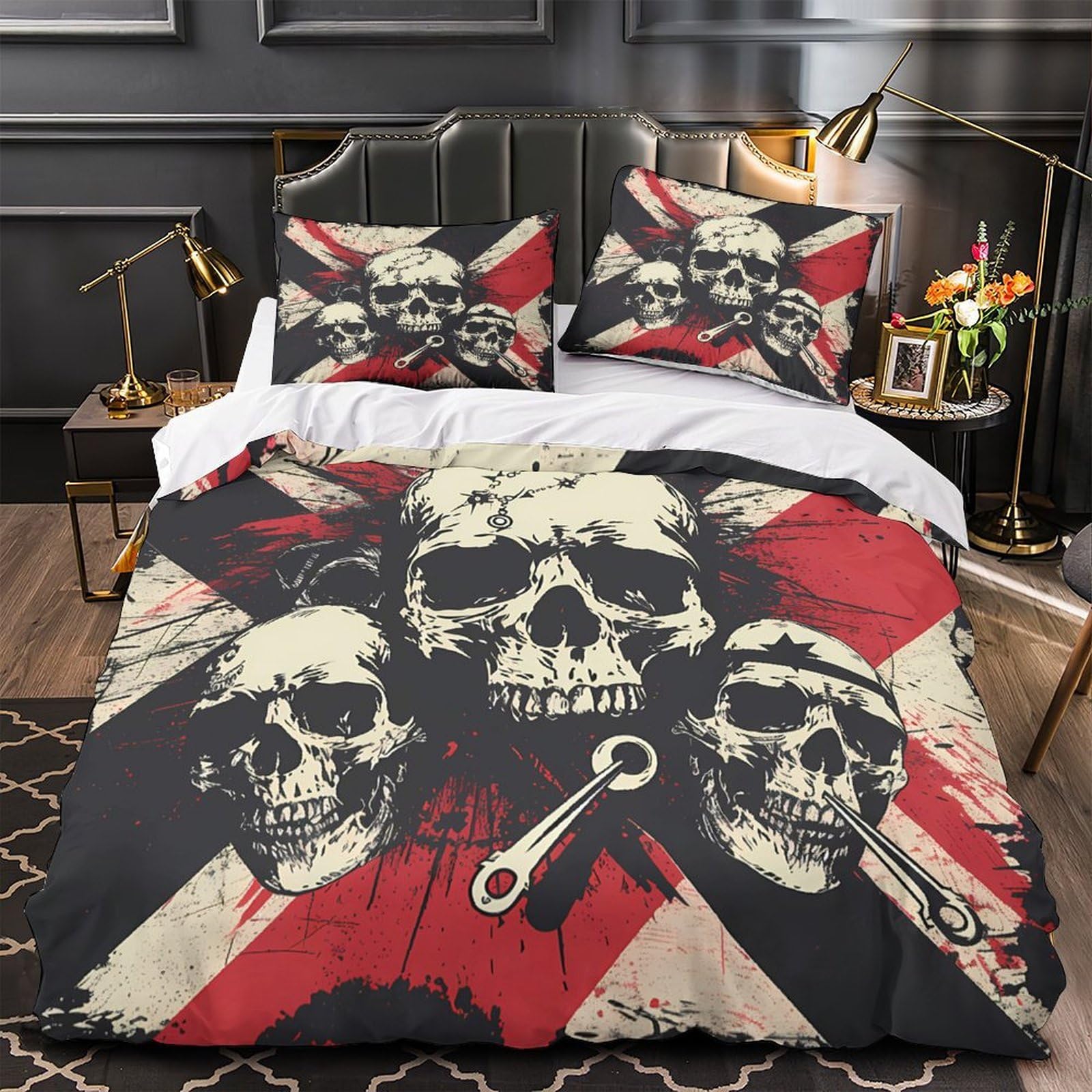 Housse de couette crâne hypoallergénique et ultra douce 200x200cm