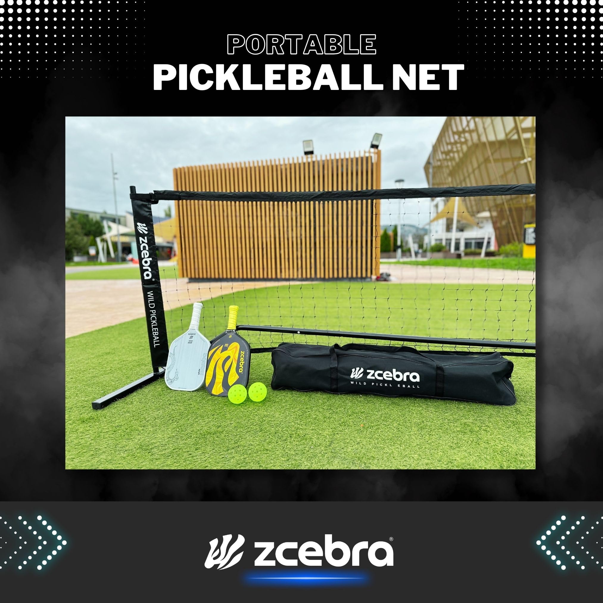 Rete Pickleball – Portatile da esterno Dimensioni ufficiali per competizione – Borsa da trasporto – Leggera e robusta struttura in acciaio inox impermeabile