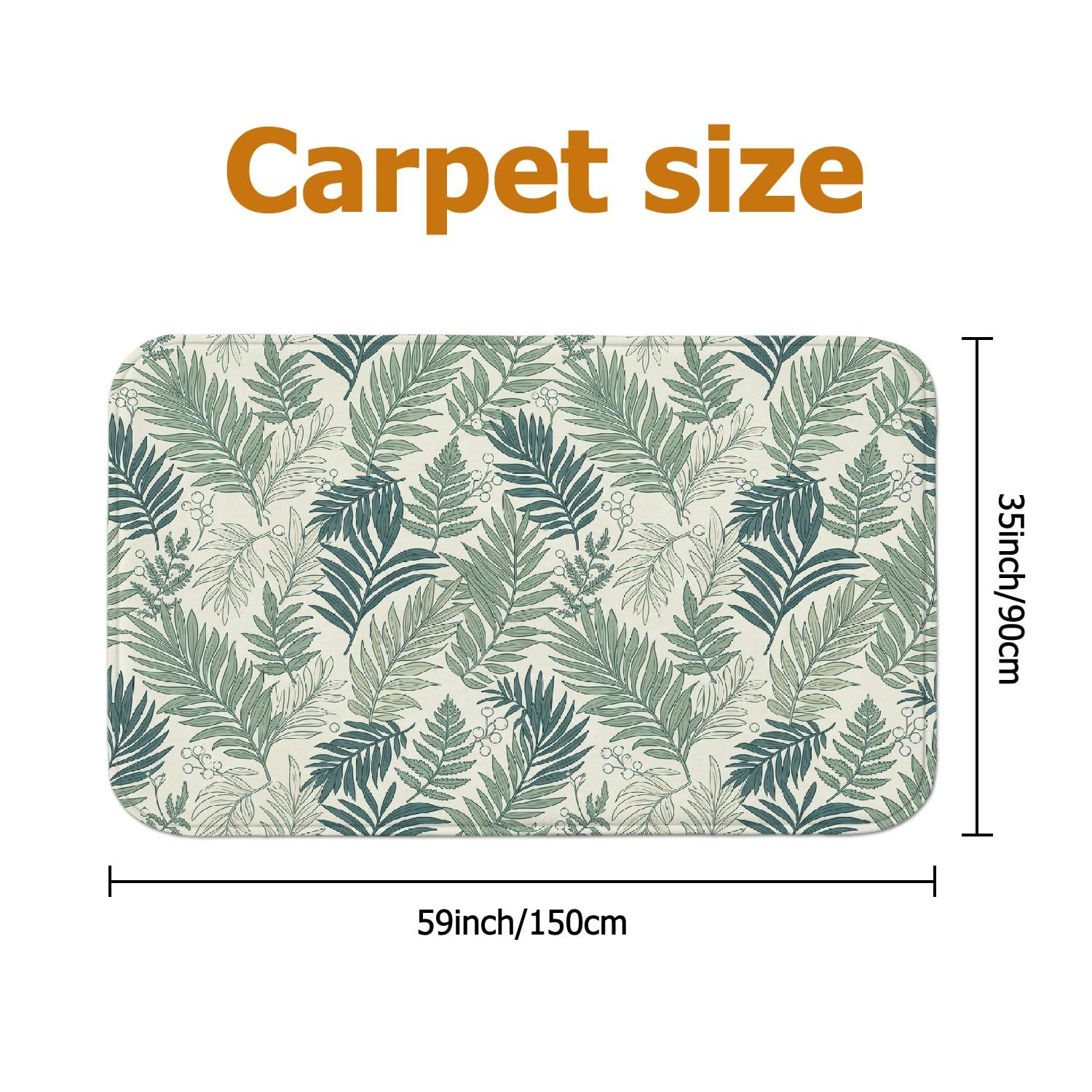 Alfombra de área de hojas, bayas naturales tropicales, vides, verano, verde, esponja, suave, rectangular, resistente a las manchas, para sala de estar, dormitorio, cocina, pasillo, decoración de 5 x 7