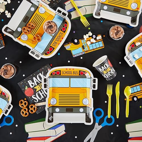 Miniatura 3 de Blue Panda Manteles de plástico desechables con temática escolar, 54 x 108 pulgadas, multicolor, paquete de 3, duraderos, decoración de fiestas y