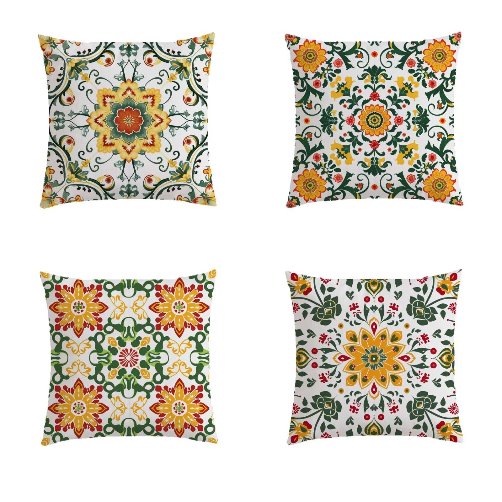 Housse de coussin 60x60cm extérieur lot de 4 terracotta en lin imperméable pour jardin