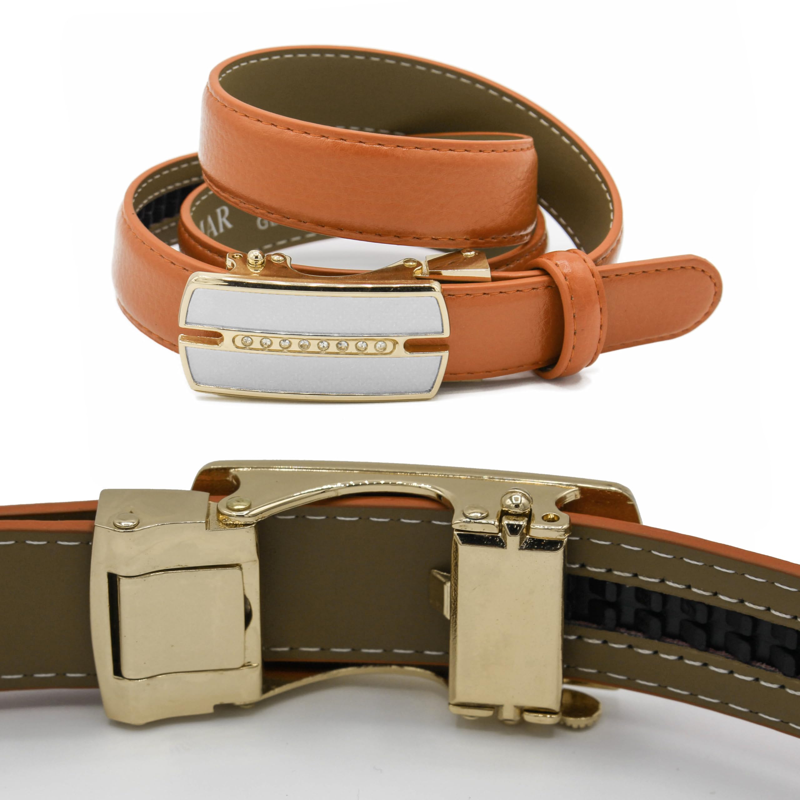 Zerimar Ceinture Femme en Cuir de Vachette Véritable | Ceinture Femme Cuir avec Hebilla Trinquete Automatique | Largeur 24mm | Taille Ajustable | Fabriquée à la Main