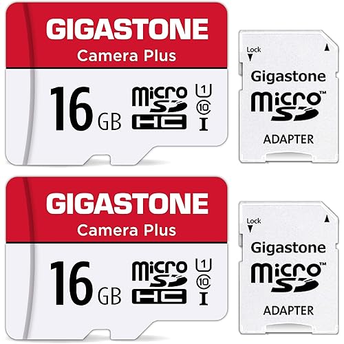 [Gigastone] 16GB 2-Pack Micro SD Card, Camera Plus, MicroSDHC Memory Card for Wyze Cam, Security Camera, Smartphone, Full HD Video Recording, UHS-I U1 C10, up to 85MB/s, with MicroSD to SD Adapter