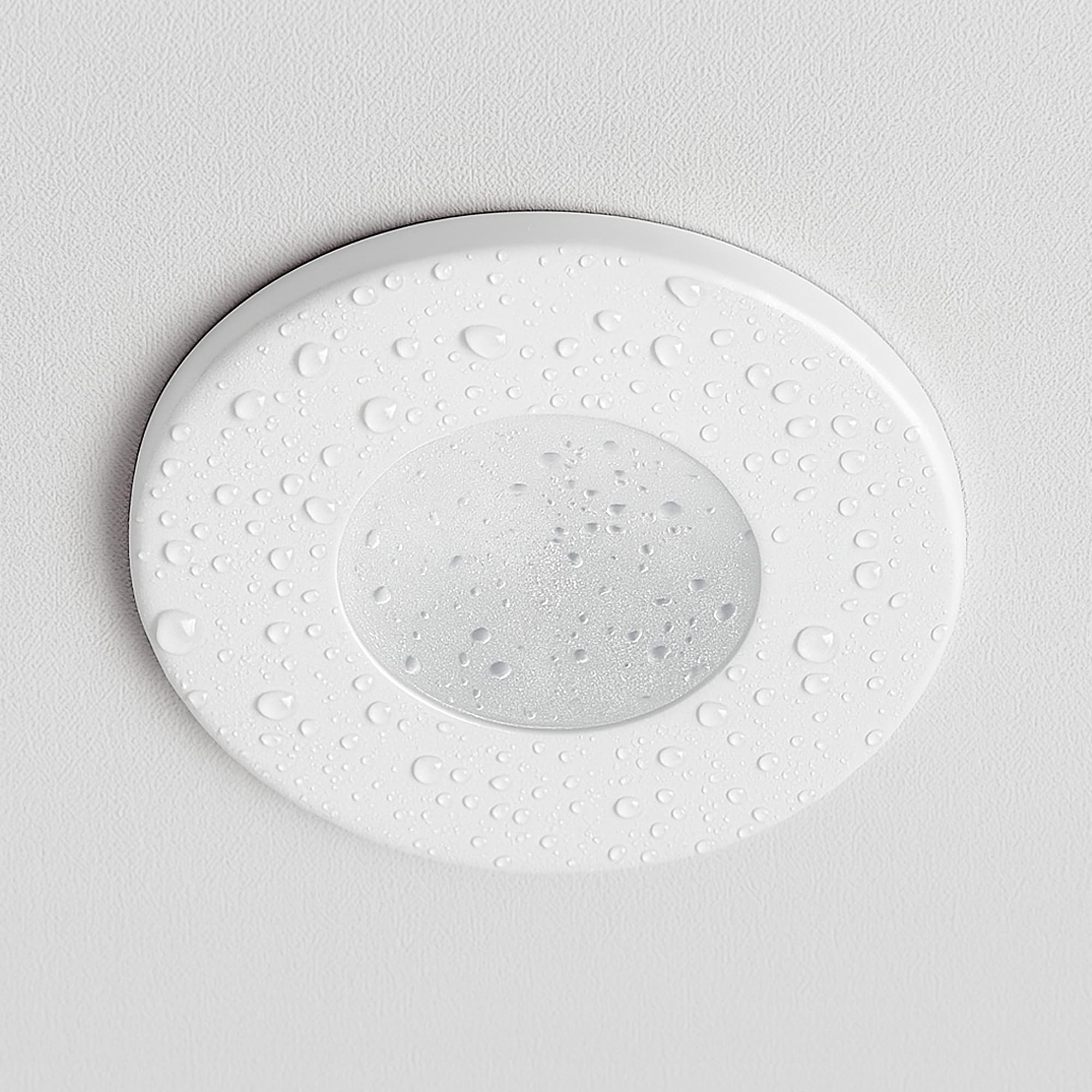 linovum 10 Stück Einbaustrahler Rahmen IP65 rund weiß matt Einbaurahmen für Bad Dusche Küche Decke Einbauleuchte ohne Leuchtmittel