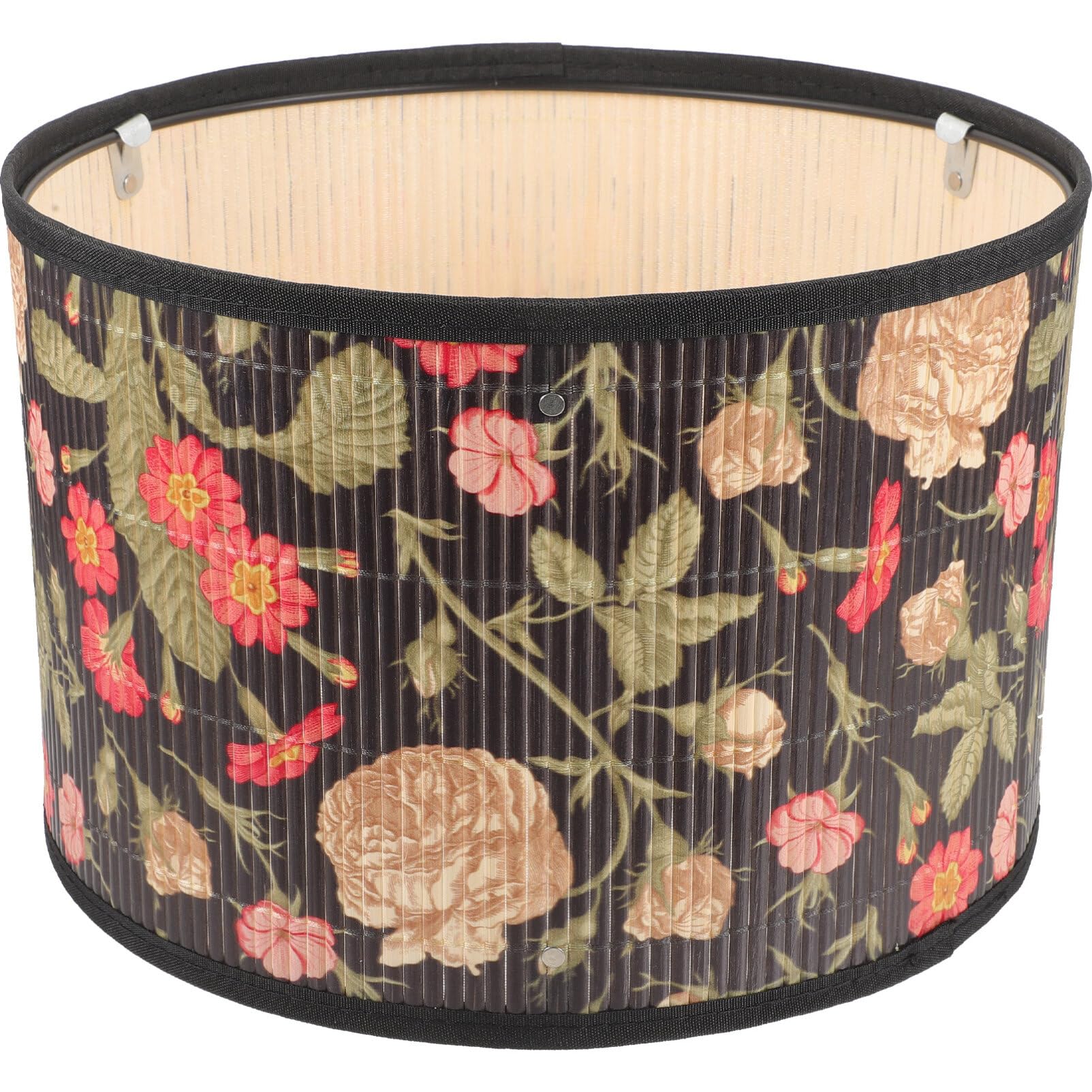 OSALADI Bamboo Lamp Shade Drum Lamp Shades Vintage Drum Lampshade Bamboo Lamp Shade Printed Lampshades Clip on Bulb Light Cover for Chandeliers Floor Light and Table Lamp Style B