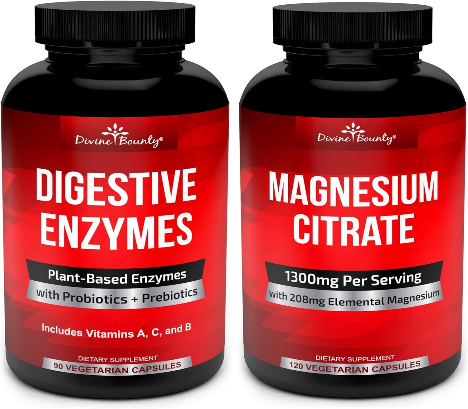 Divine Bounty Digestive Enzymes with Probiotics & Magnesium Citrate Bundle