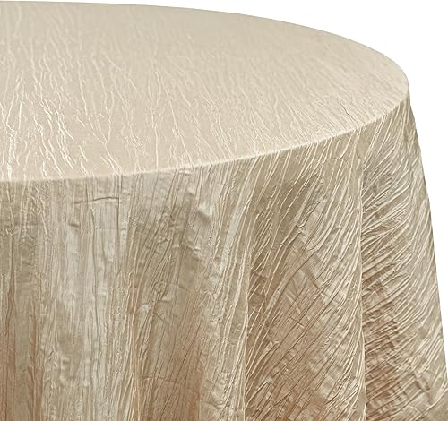 Miniatura 2 de Your Chair Covers - Mantel redondo de tafetán arrugado de 132 pulgadas - Champán, mantel de comedor brillante triturado para boda, fiesta,