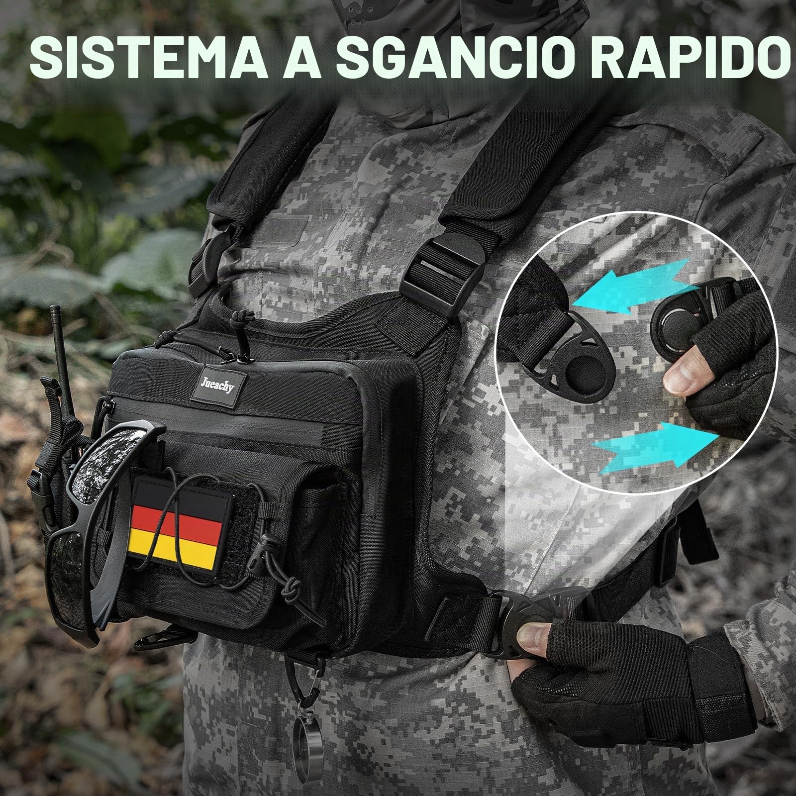 Jueachy Gilet da Corsa Uomo Tactical Running Vest Riflettente Borsa per Corsa e Jogging Zaino da Corsa