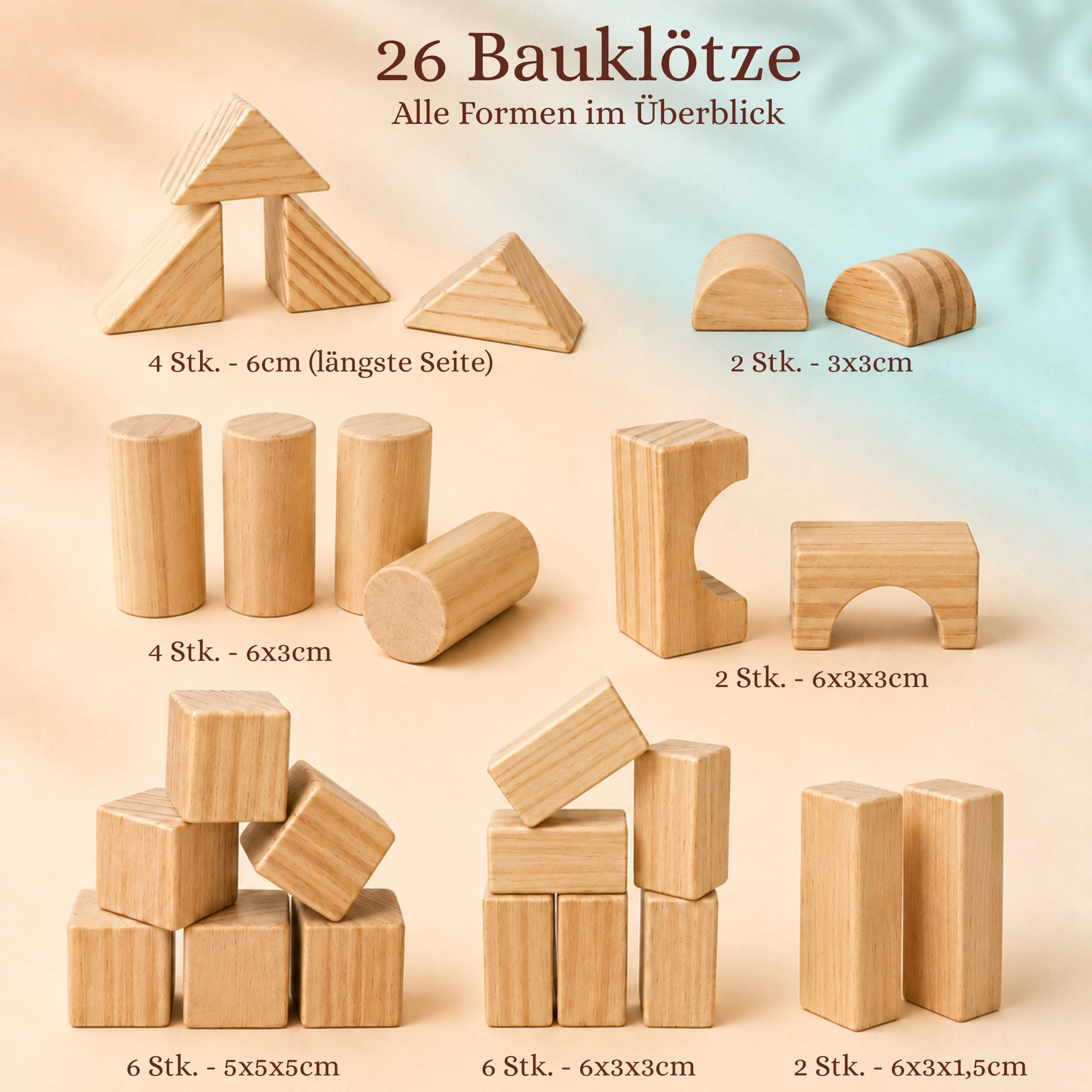 Bauklötze Bemalen Babyparty – Spiele & Baby Party Dekoration, Geschenk zur Geburt & Baby Shower, kreative Partyaktivität - 26 Bauklötze / 53 Teile