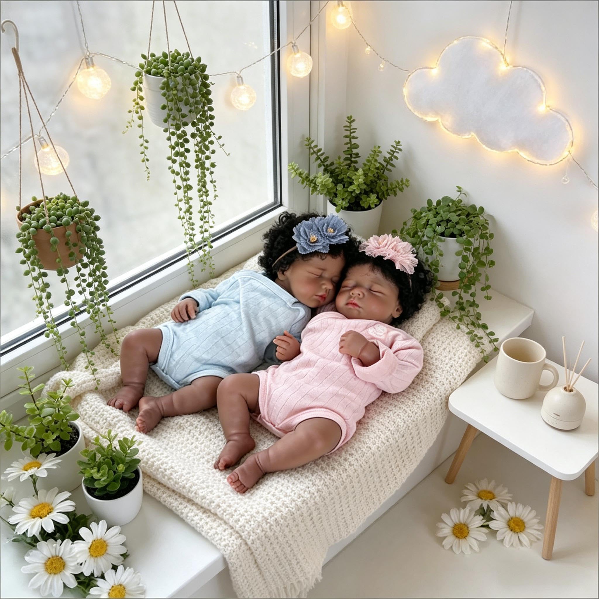 Twins Reborn Baby Dolls silikonowe całe ciało winyl czarna dziewczyna 50 cm realistyczna afroamerykańska lalka bobas realistyczna noworodek dziecko bliźniaki lalka z ciemną skórą, prezenty dla