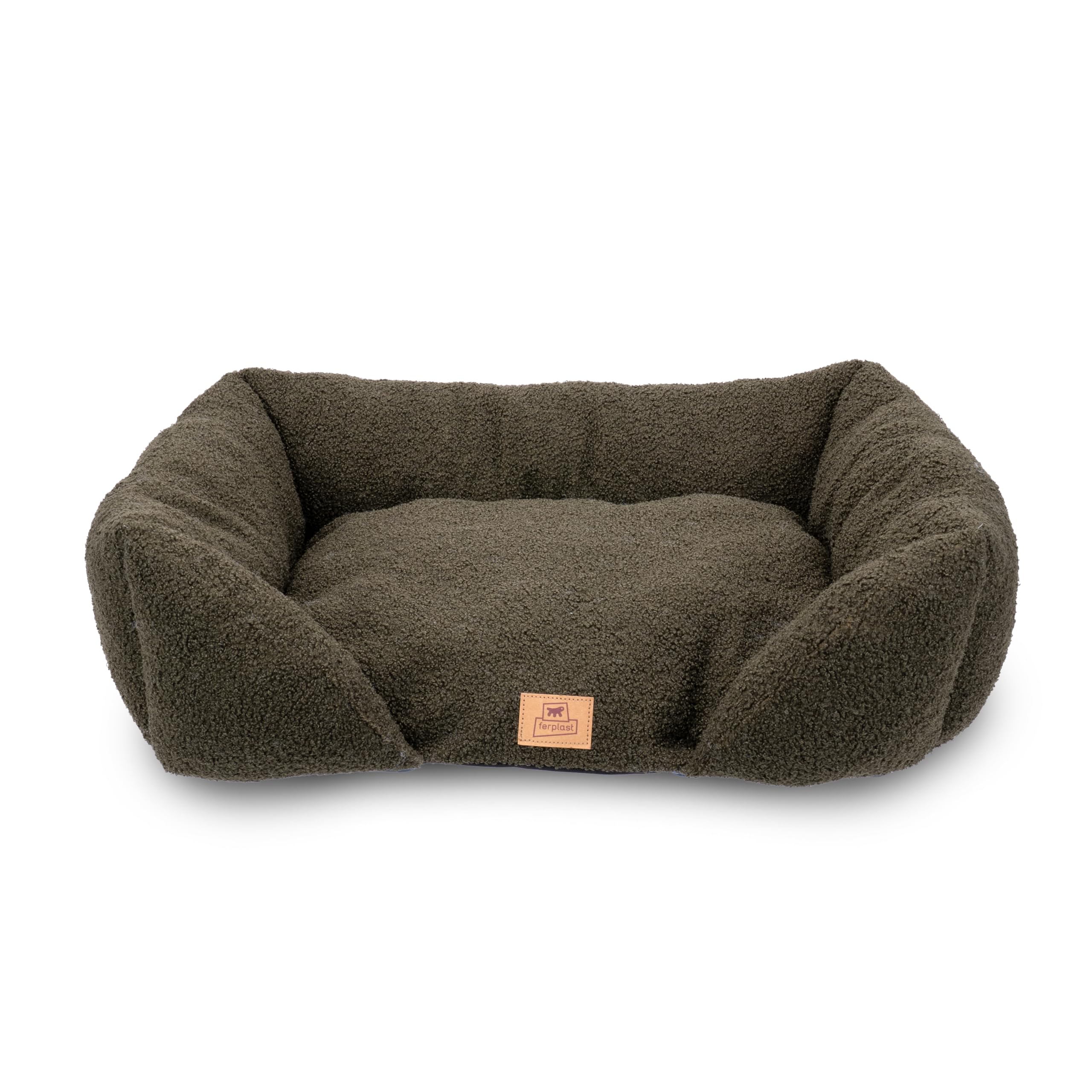 Ferplast Cuccia Cane Cuscino per Cani di medie dimensioni, Cuccia Gatto, Tessuto Lavabile in Bouclé Sintetico, Imbottitura Soffice, 66 x 50 x h 20 cm. Verde