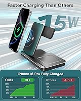 Vista 4 de 3 in 1 Charging Station for Apple Multiple Devices, Foldable Wireless Charger Stand for iPhone 17 16 15 14, Fast Travel Phone Charging Dock for