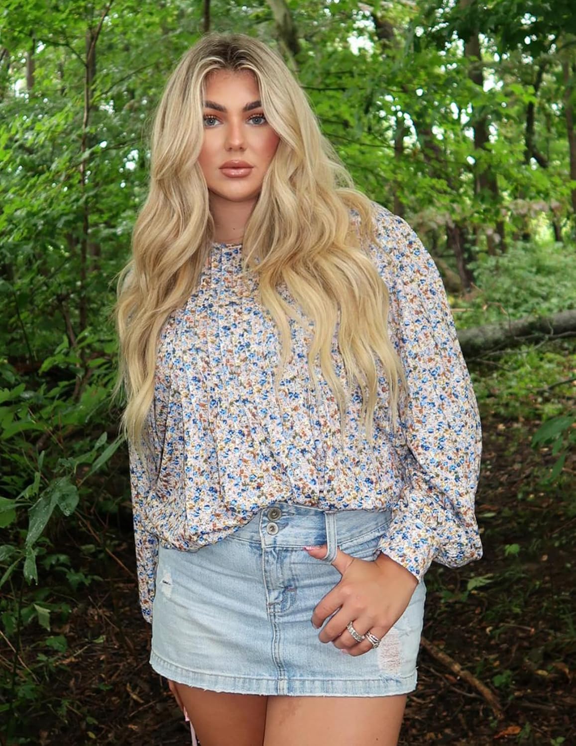 IN'VOLAND Women's Plus Size Long Sleeve Tunic Tops Pleated Crew Neck Shirts Casual Loose Blouse Fall T-Shirt - Image 2