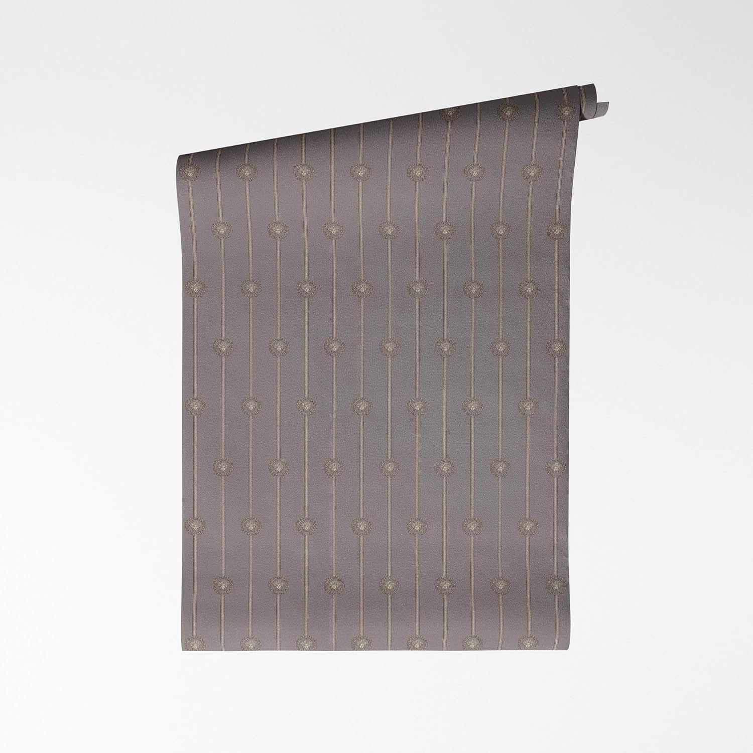 A.S. Création Versace VI I Love Baroque 791734 Non-Woven Wallpaper - Baroque Ornamentation with Floral Vines, Glossy Vinyl Surface, Baroque Wallpaper, Design Wallpaper, 10.05 m x 0.70 m, Grey/Silver