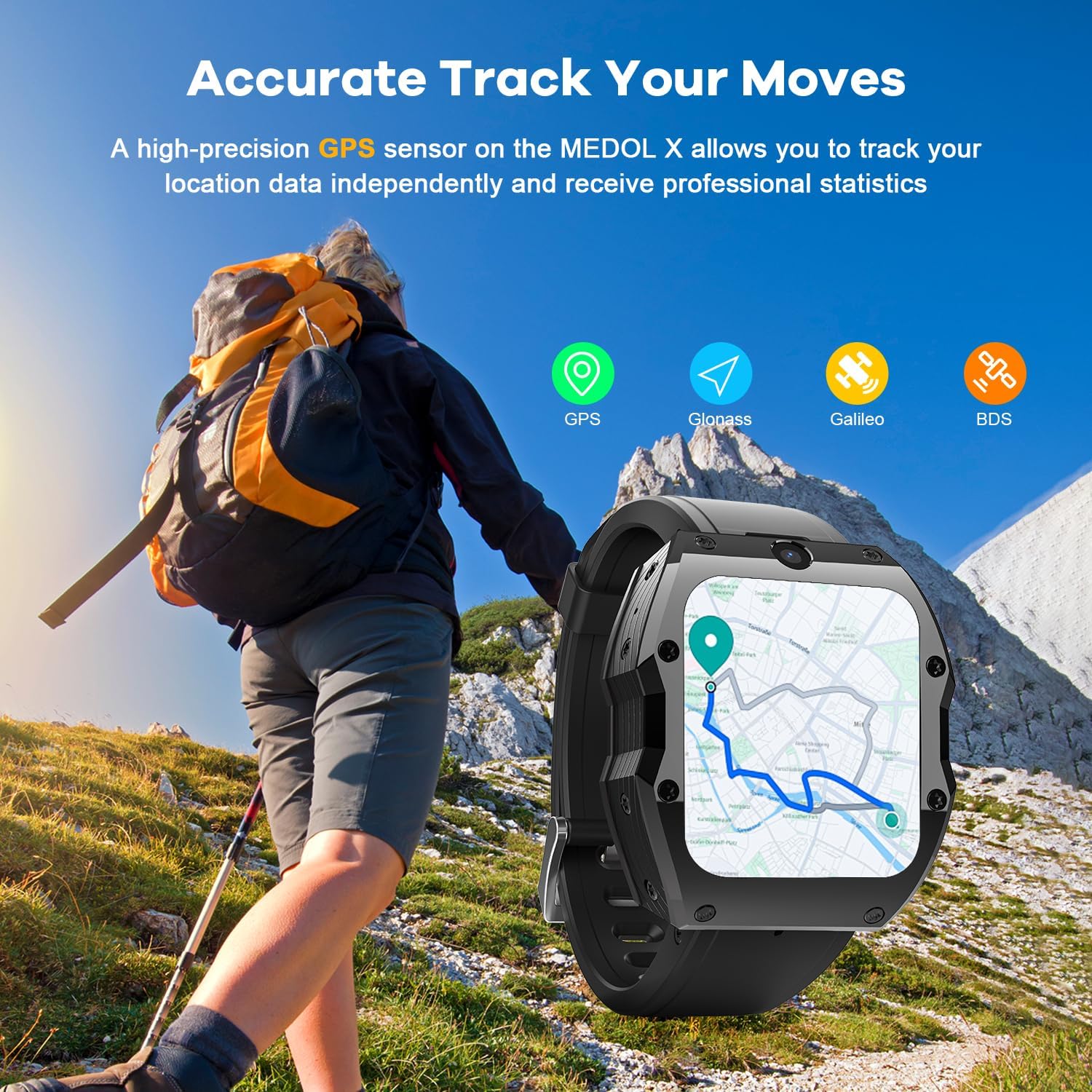 Rogbid Model X Smartwatch showing accurate GPS tracking for outdoor activities