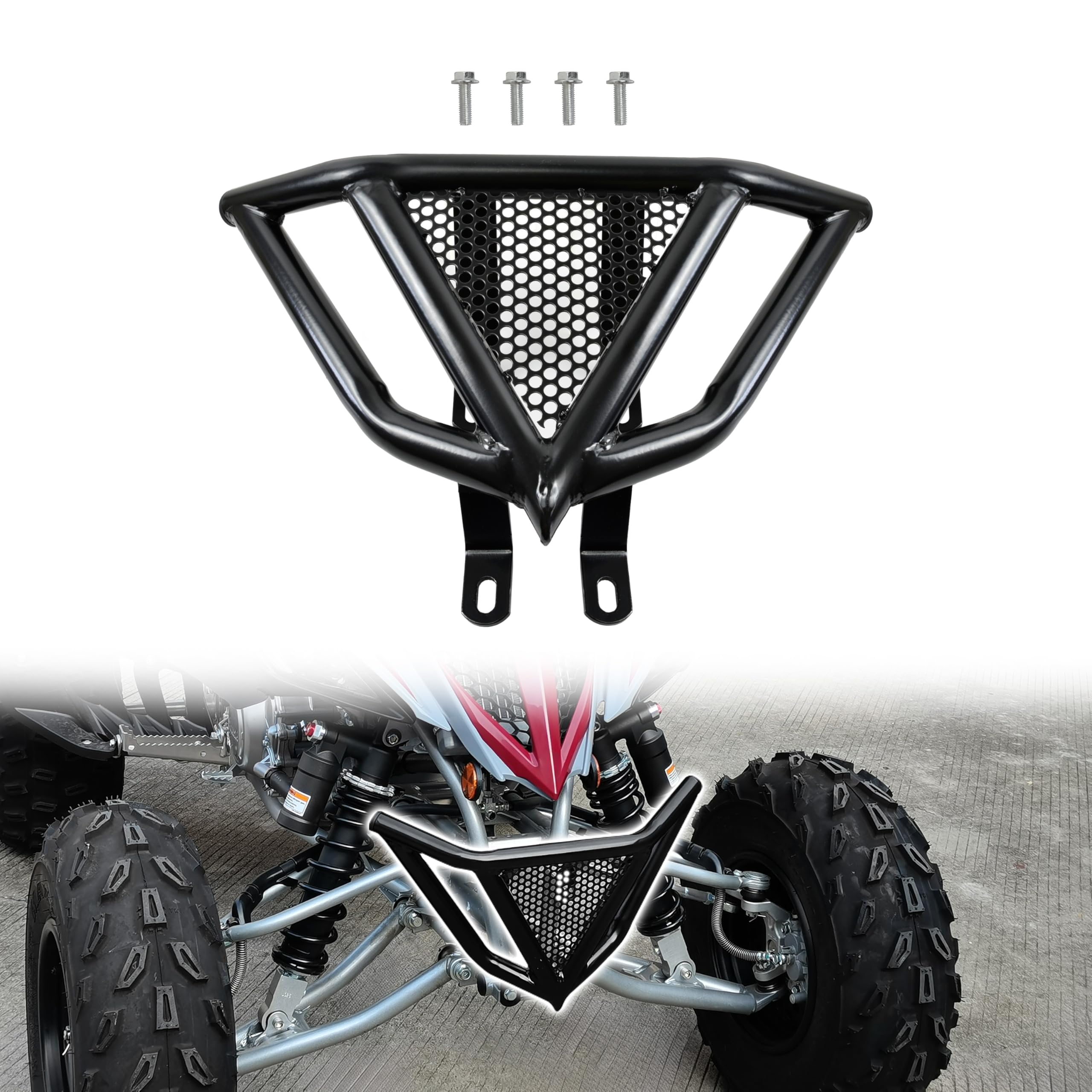 VEISUTOR Front Bumper Guards for Yamaha Raptor 700 700R, Black Upgraded Front Profile Bumper Guard Brushguard Protector Kit for Yamaha Raptor YFM 700