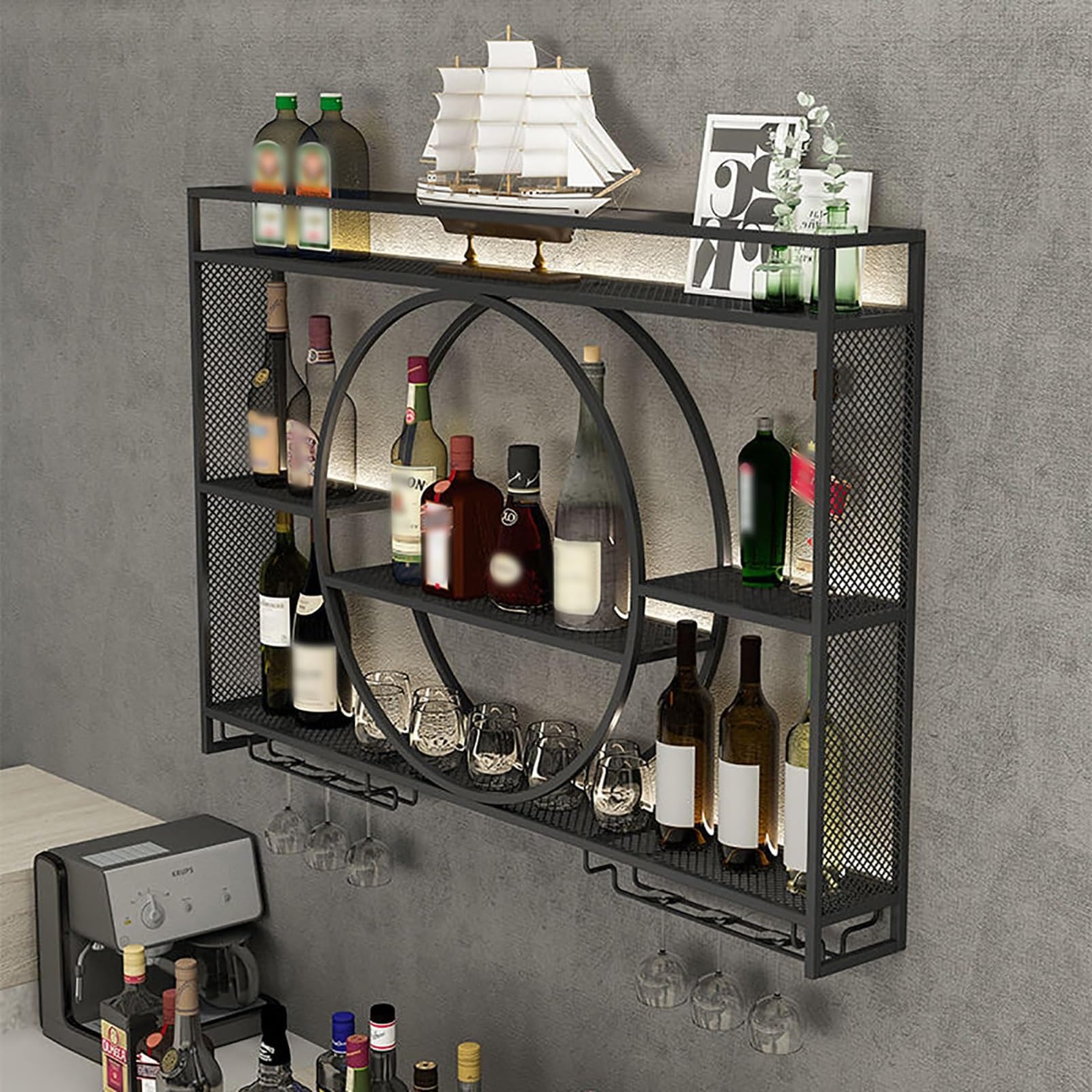 Étagère à bouteilles de vin gain de place avec présentoir de rangement