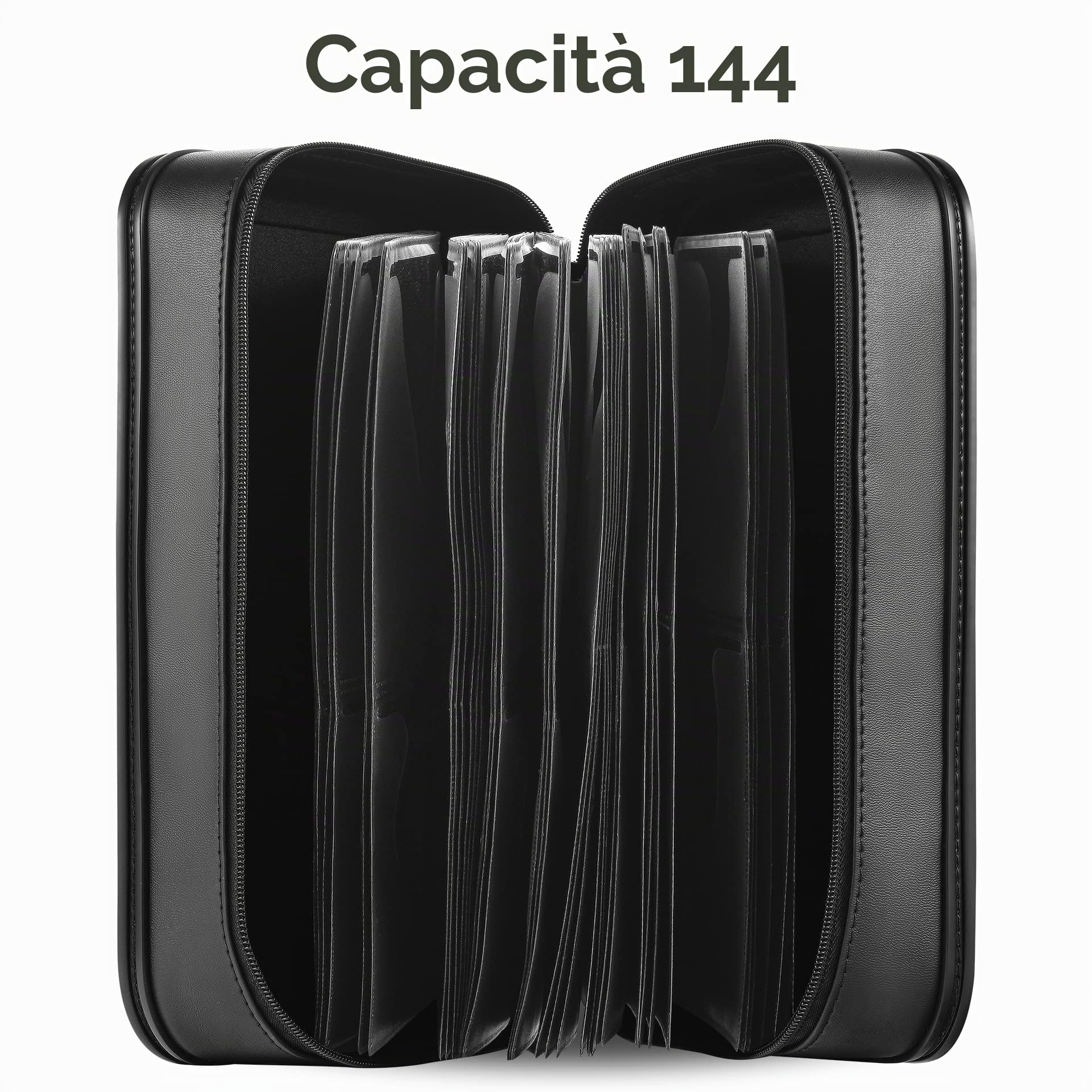 Custodia per CD e DVD: 144 custodie per DVD, organizer portatile a portafoglio – Raccoglitore protettivo in plastica per il trasporto per casa e viaggio (nero)