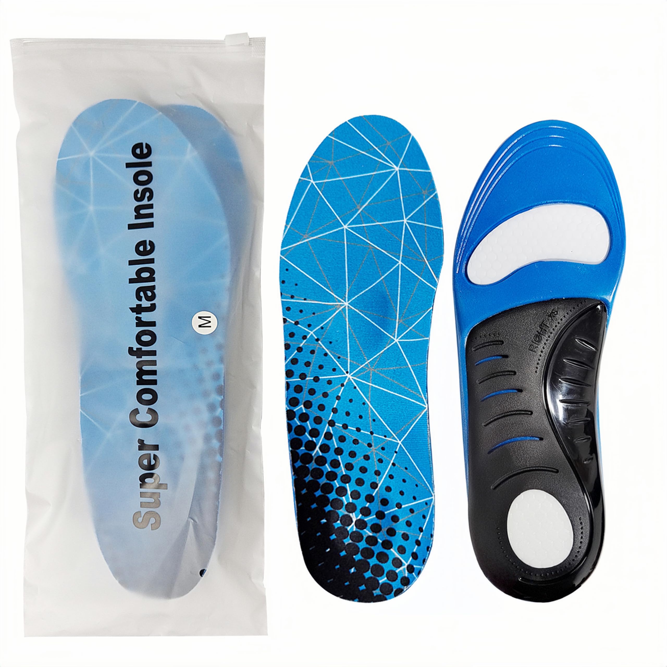 Heavy Duty Arch Support Plantar Fasciitis Insoles for Men and Women, Orthotic Inserts Shoe Insoles for Flat Feet, Heel Spurs, High Arches, OverPronation, Metatarsalgia, Foot Pain Relief (Blue, M)