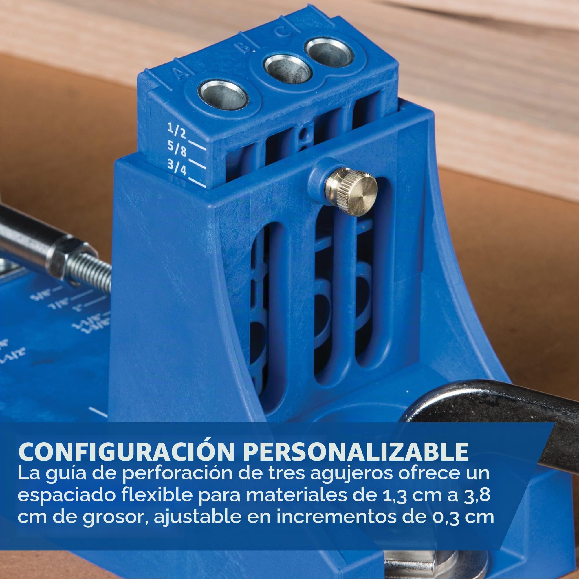 Kreg Plantilla de agujero de bolsillo K4 – Plantilla ajustable y versátil para juntas fuertes – Crea juntas perfectas y sólidas – Guías de taladro fácilmente ajustables – para materiales de 1,27 cm a