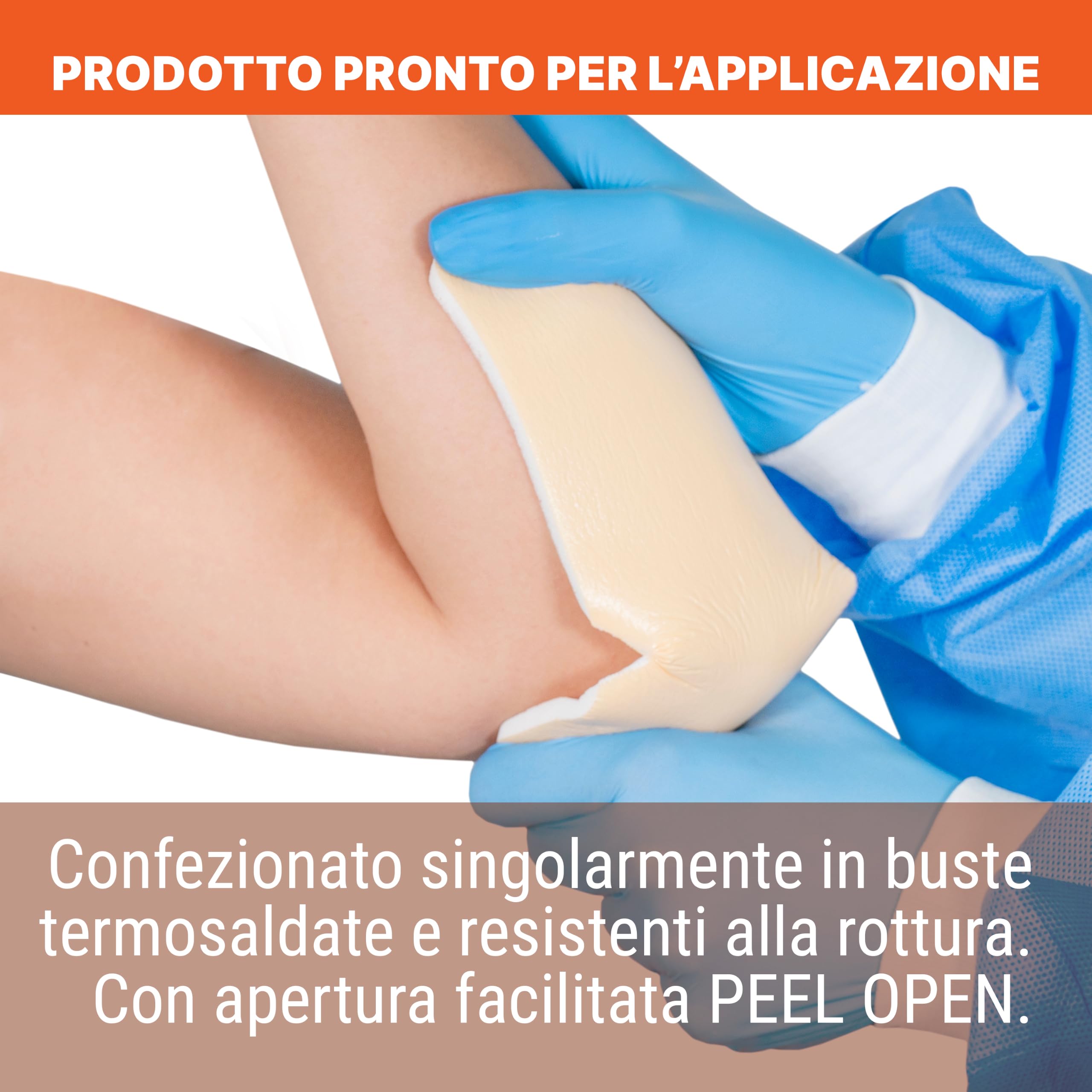 Medicazione Sterile in Schiuma di Poliuretano - 10x17,5 cm - Sagomata per Tallone e Gomito - Senza Bordo Adesivo - Monouso - Confezione da 5 Buste