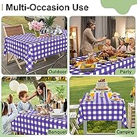Vista 125 de Smiry Paquete de 10 Manteles Desechables de Cuadros Vichy Azules - 54" x 108" Mantel de Plástico de Servicio Pesado, Cubiertas de Mesa Impermeables