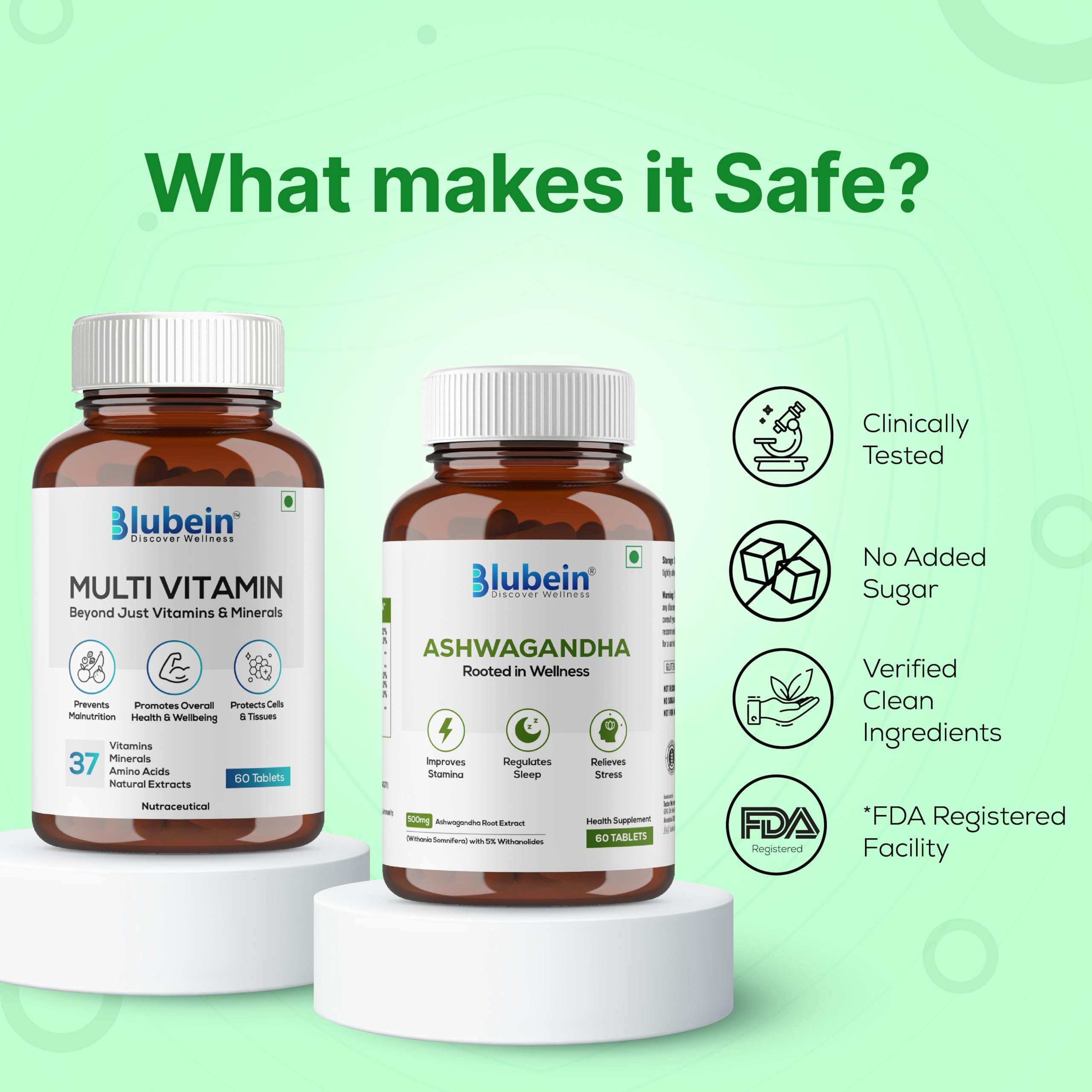 Blubein Essential Zen combo| Multivitamin with 37 Vital Ingredients 60N|Ashwagandha Extract with 5% withanolides | for better Sleep & Performance — Amazon image 6