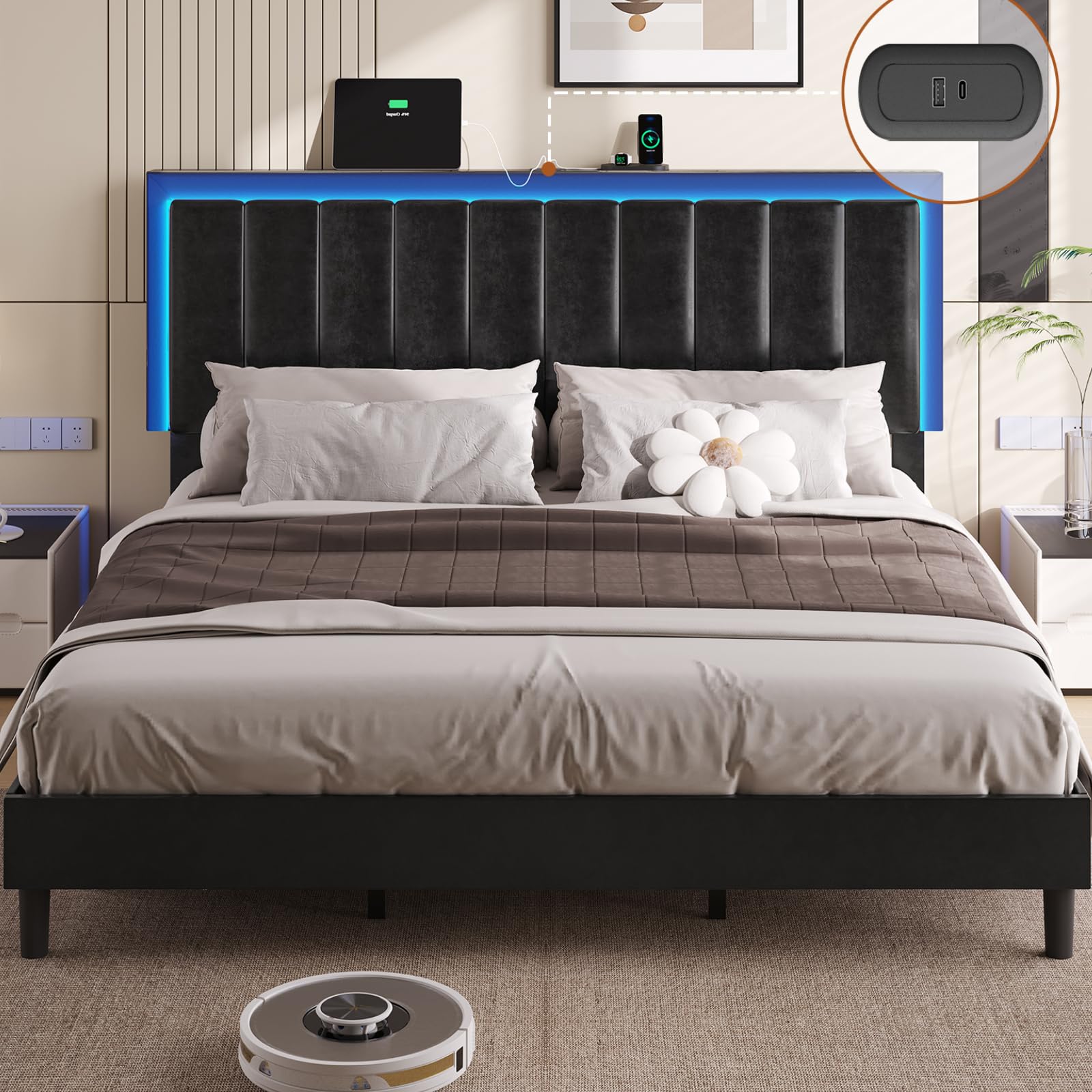 Bedroom Design Entrancing Light Wooden King Size Headboard