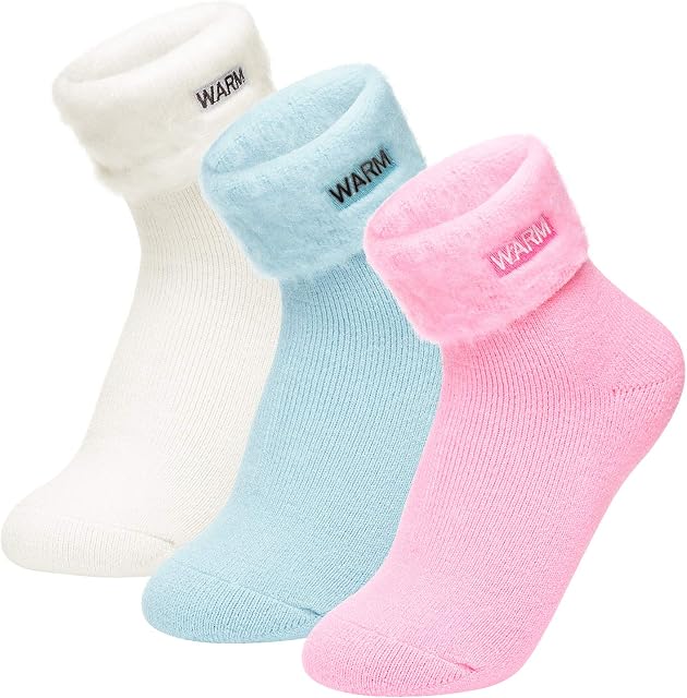 Homealexa Slipper Fluffy Socks for Women and Ladies Men Winter Heat Holding Sock Knitted Socks Warm Cotton Fuzzy Bed Slippers Non Slip
