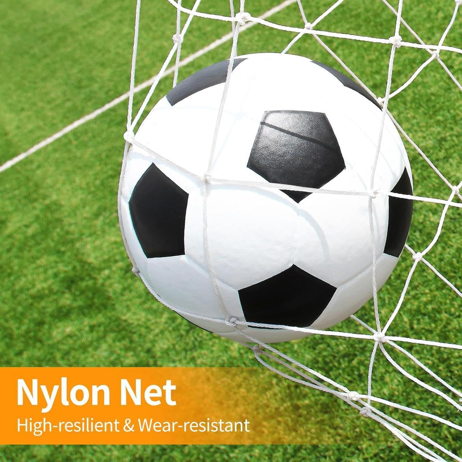 Rete di Ricambio per Porta da Calcio E Cinghie di Fissaggio in Nylon Bianco per Porte da Calcio di 12 Piedi X 6 Piedi