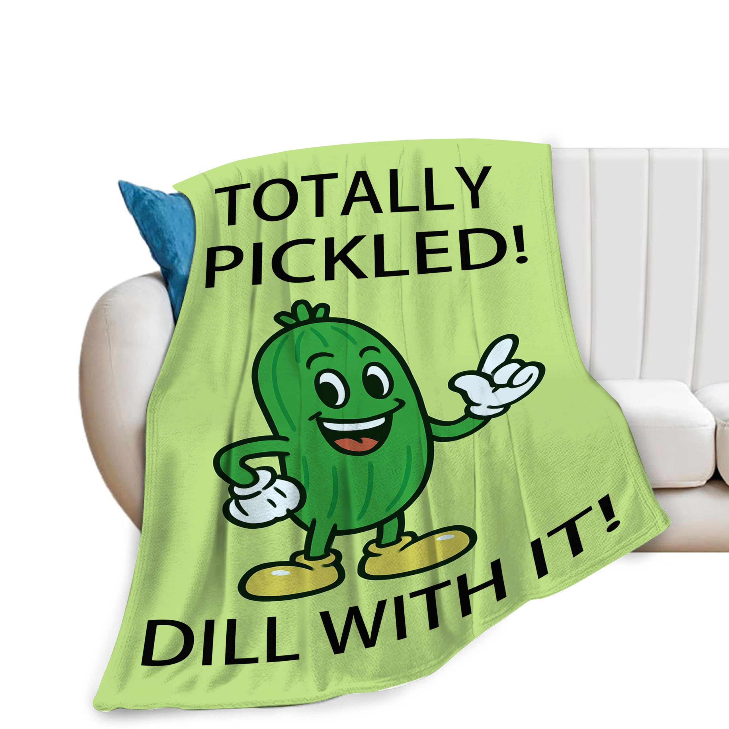 Pickle Blanket Cute Pickle Throw Blanket Vegetable Soft Cozy Fleece Fuzzy Stuffed Plush Flannel Gifts for Girls Women Boys Kids Adults 40''x50''