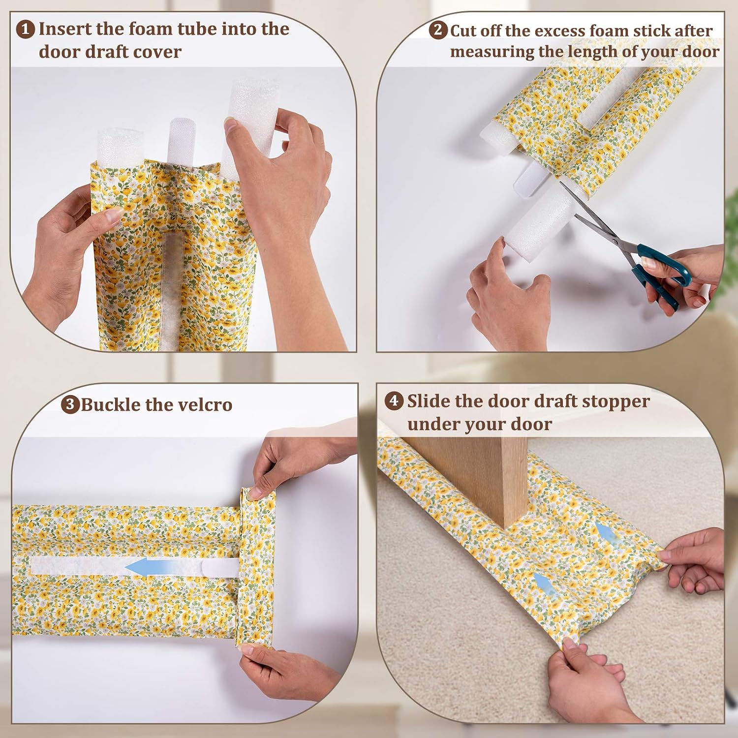 My OLi Under Door Draft Stopper 30-36" Twin Door Draft Blocker Adjustable Door Sweeps Noise Blocker Weather Stripping Window Breeze Blocker