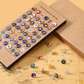 51 Pcs USA State Pins US Map Pins for Travel Boards