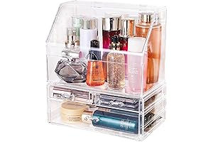 Clear Dustproof and Waterproof Makeup Organizer with Lid and Drawers