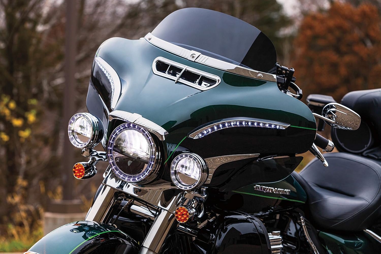 Kuryakyn 7785 Motorcycle Lighting Accent Accessory: 7" LED Halo Headlight Trim Ring for 1983-2019 Harley-Davidson Touring Motorcycles, Chrome , black