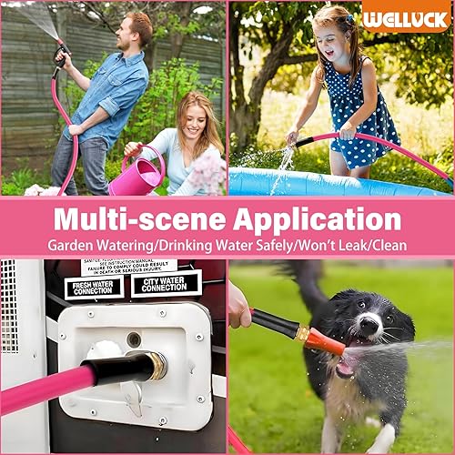 Miniatura 7 de WELLUCK Manguera de agua a prueba de fugas, manguera de jardín de 58 x 50 pies, flexible, antitorceduras con macho a hembra, manguera de jardín
