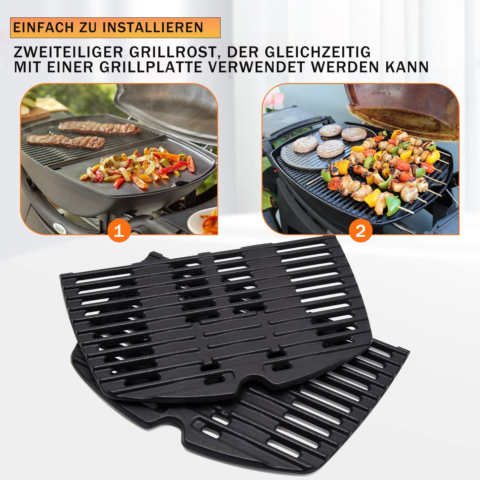 Grilles De Cuisson En Fonte Pour Weber Q100 Q120 Q1400 – Lot De 2, Remplacement Durable, 42,6 X 31,8 Cm - 6