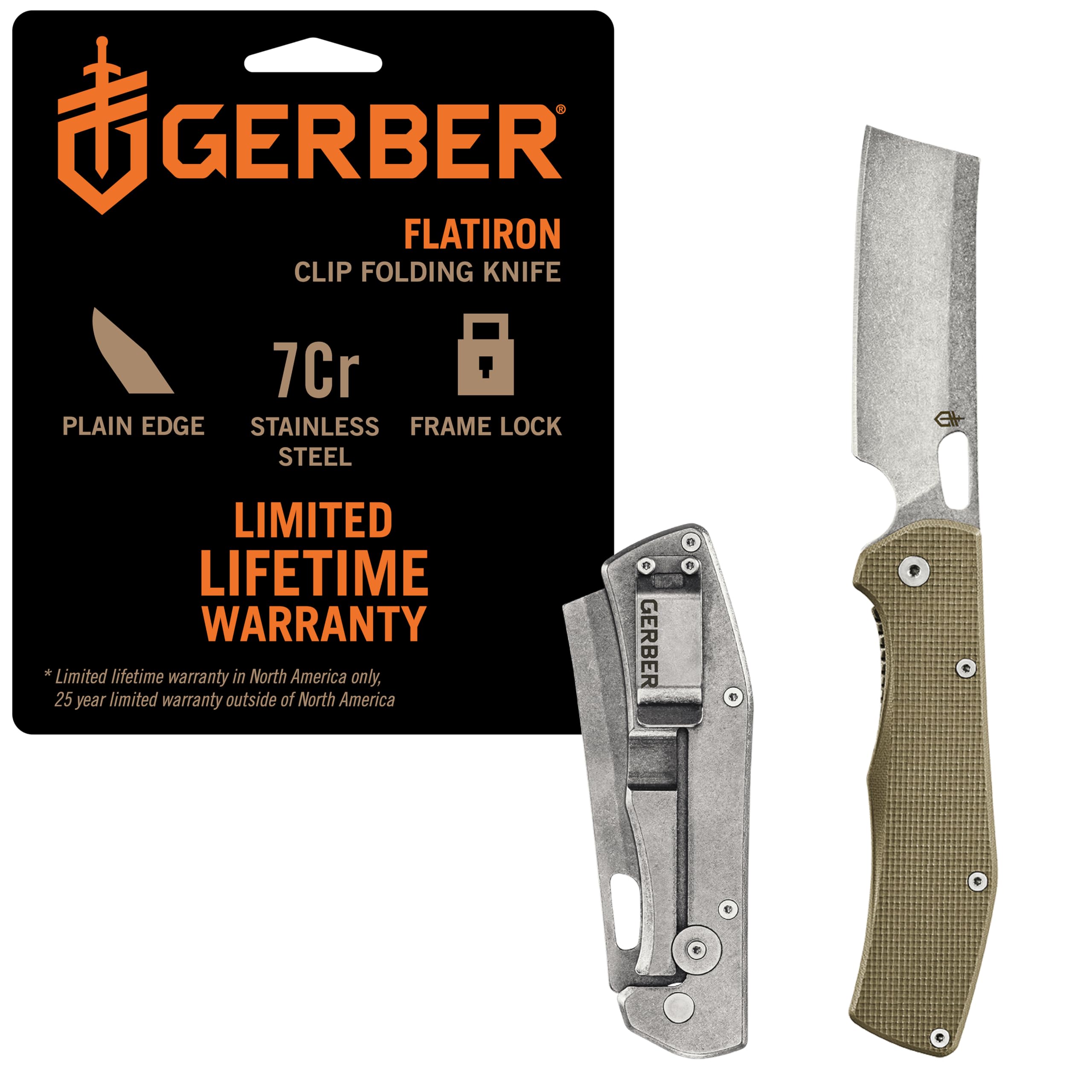 Gerber Gear 30-001495N Flatiron Folding Pocket Knife Cleaver, 3.6