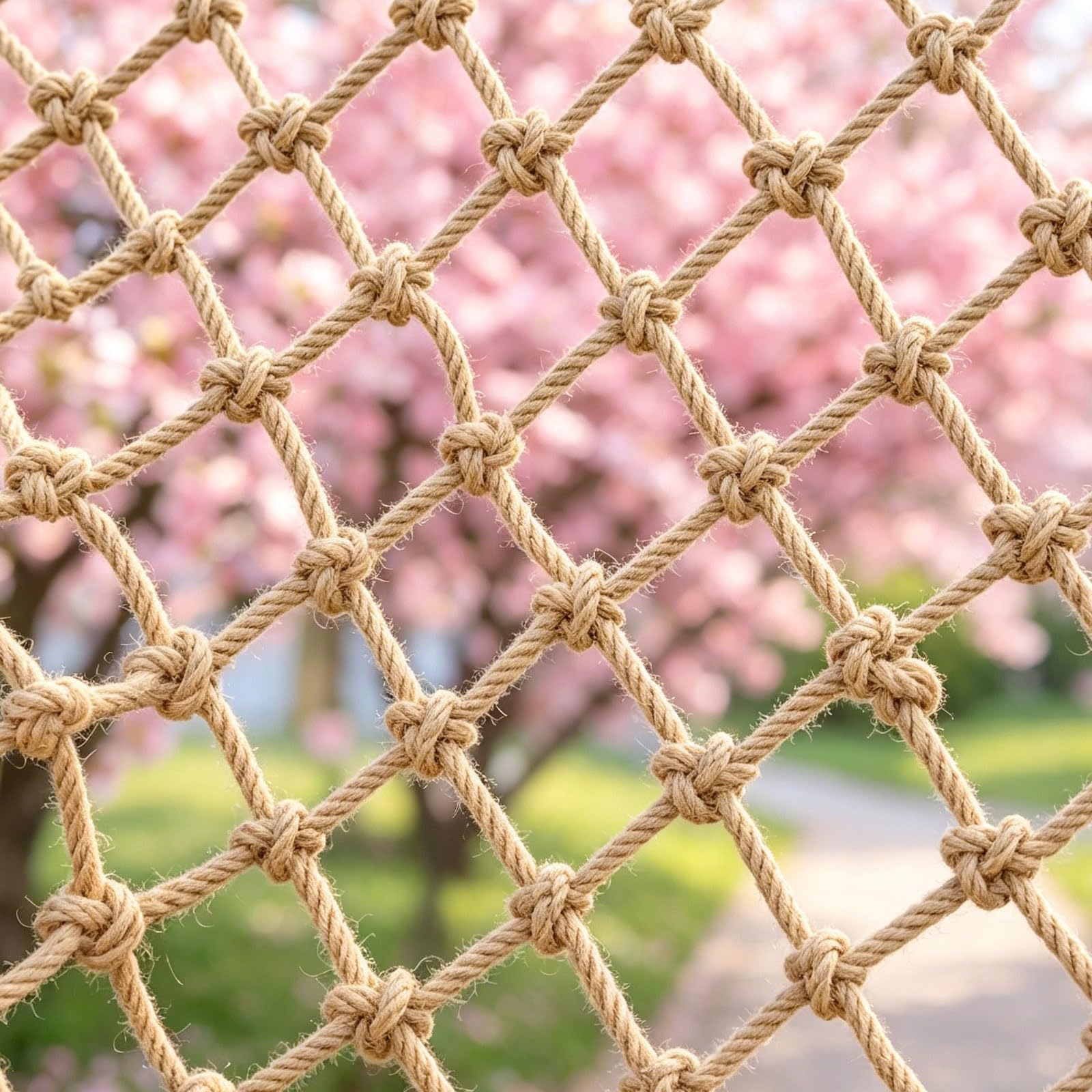 Pithsdp Natural Hemp Rope Net Kids Climbing Safety Netting For Balcony Fence Garden Stairs Protection And Indoor Outdoor Decor(Size:3M×6M(9.8FT×19.7FT),Color:Jute)