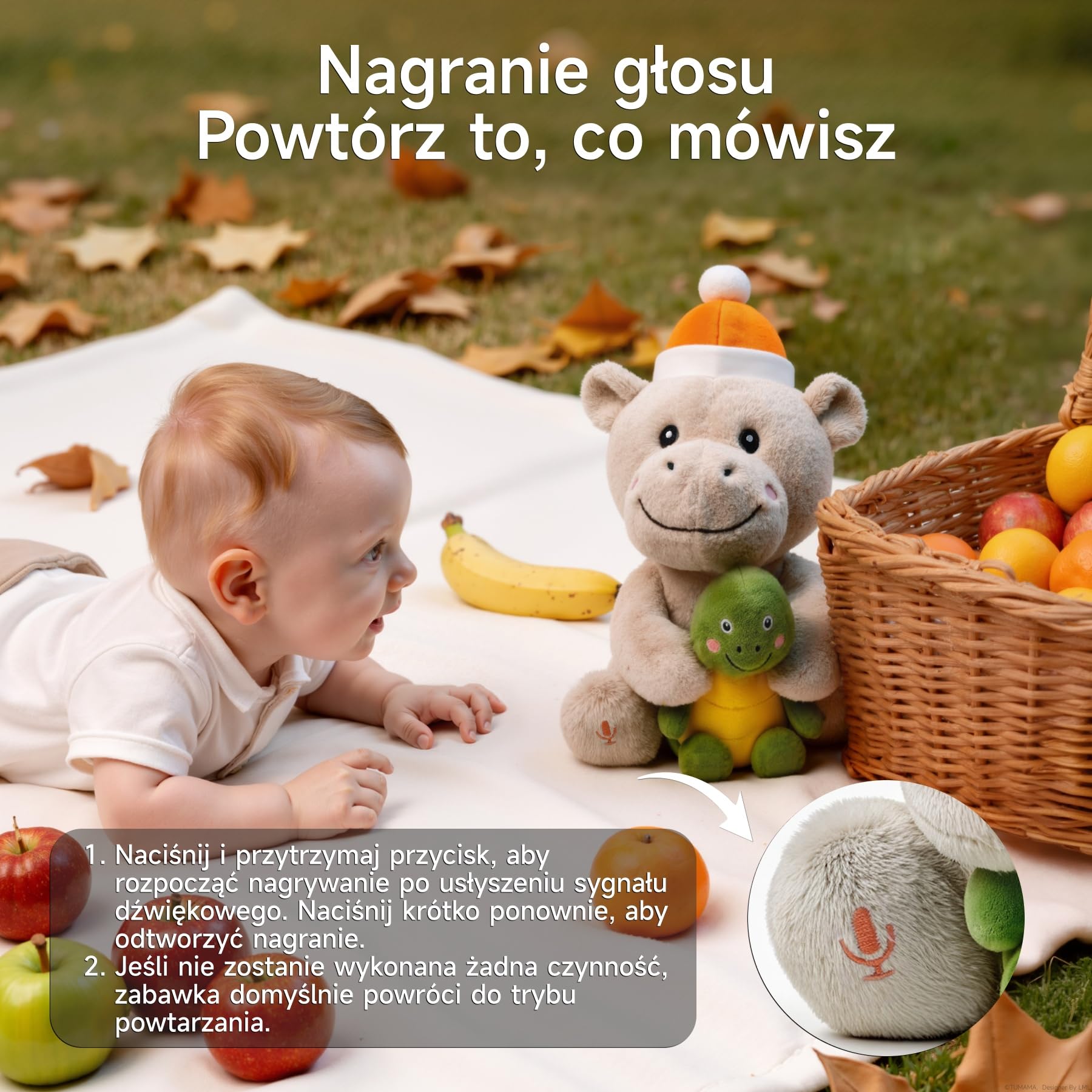 Interaktywny Pluszak, Hipopotam i Żółw Śpiewający i Mówiący, Elektroniczna Pluszowa Zabawka, Pluszowe Zwierzątko, Prezent dla Niemowląt i Dzieci | Mimicking Twisting, Singing, Record & Repeating What You Say, Baby Pet Companion Toys