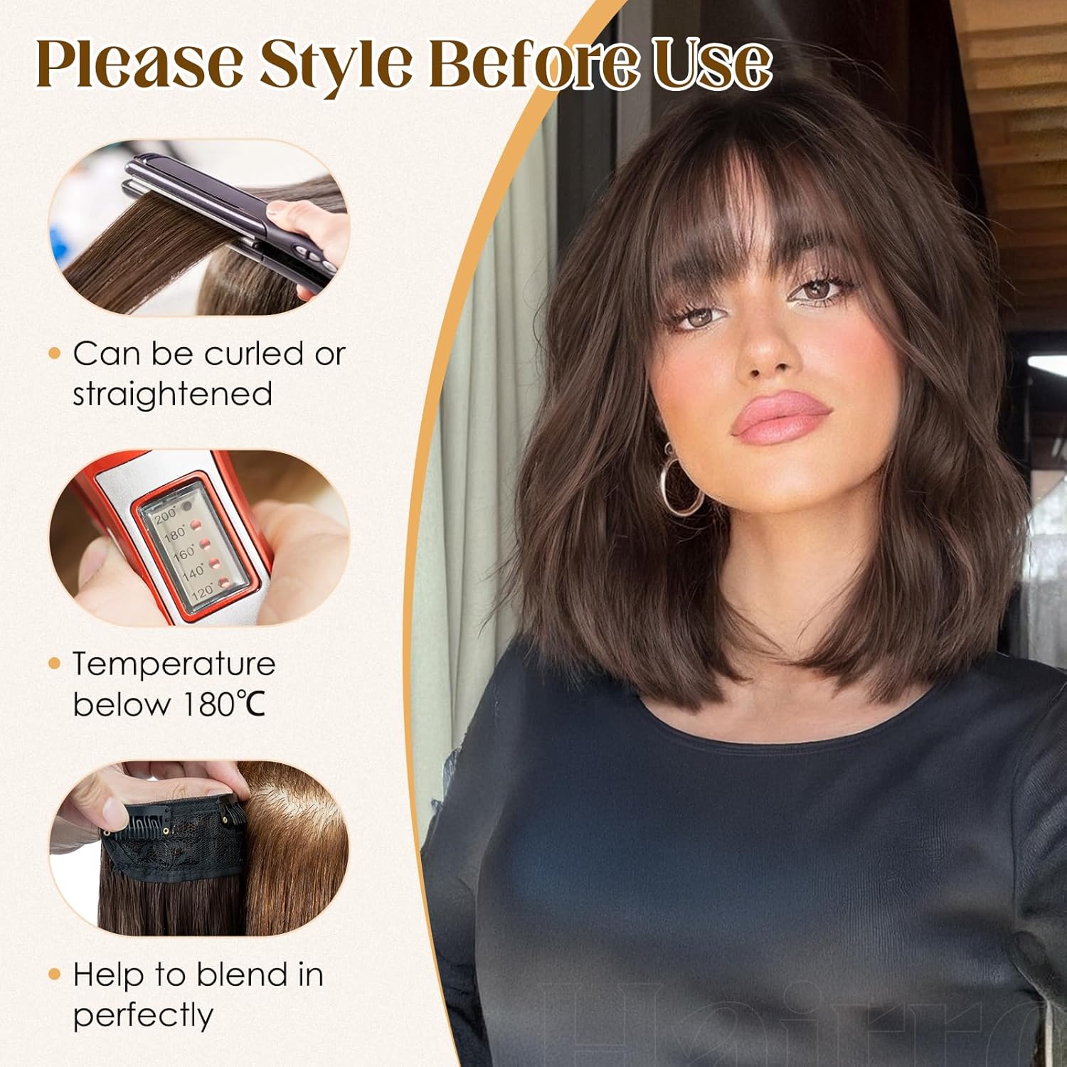 Hairro 4PCS Clip In Short Hair Extensions For Women Human Hair Mini Clip On Hairpiece Invisible Highlight Hairpin Hairpieces Adding Volume Thinning Hair #4P27 Medium Brown&Dark Blonde