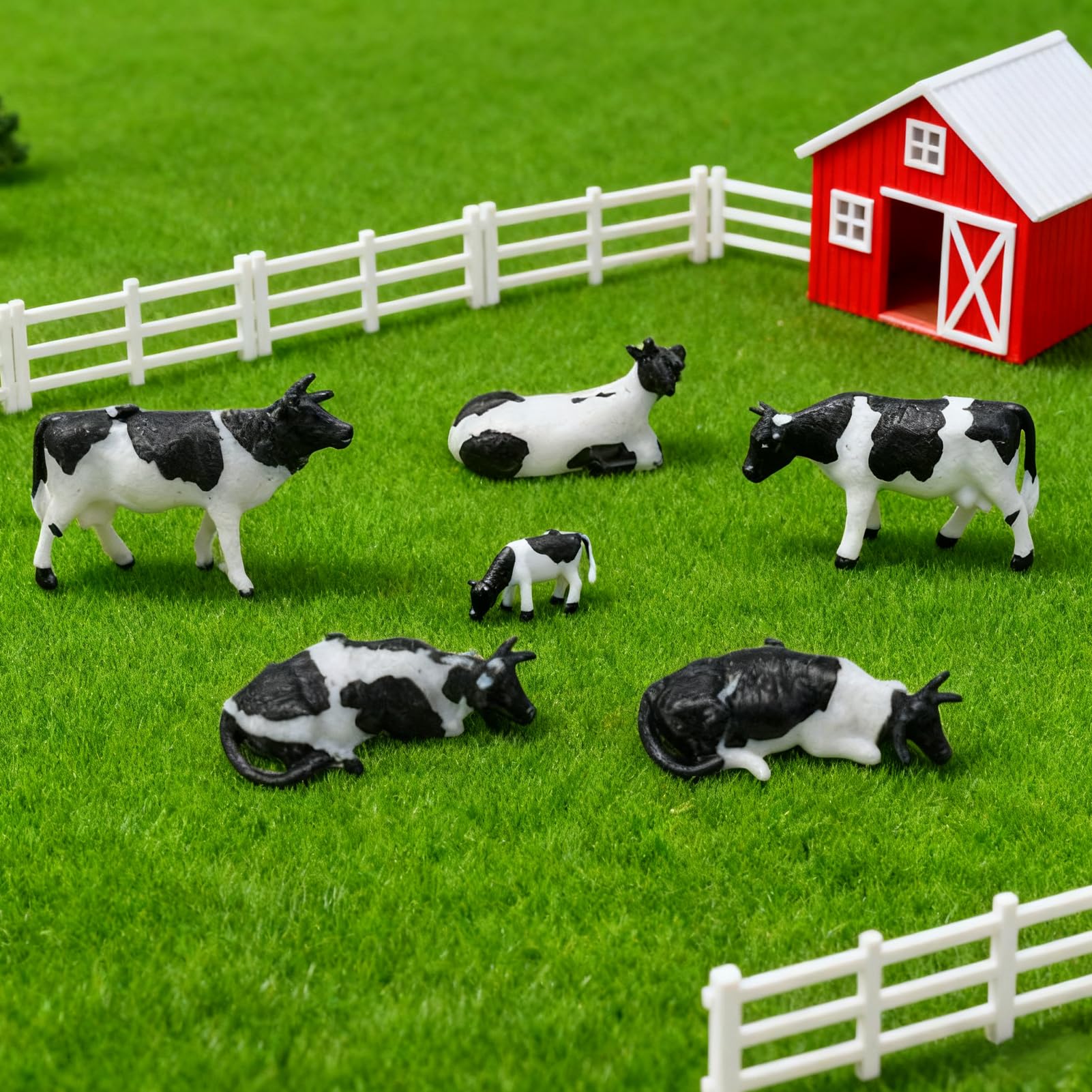 30 Pièces Modèles d'Animaux de Ferme Peints DIY pour Maquette de Chemin de Fer à l'Échelle 1:87 HO Modèles de Vaches
