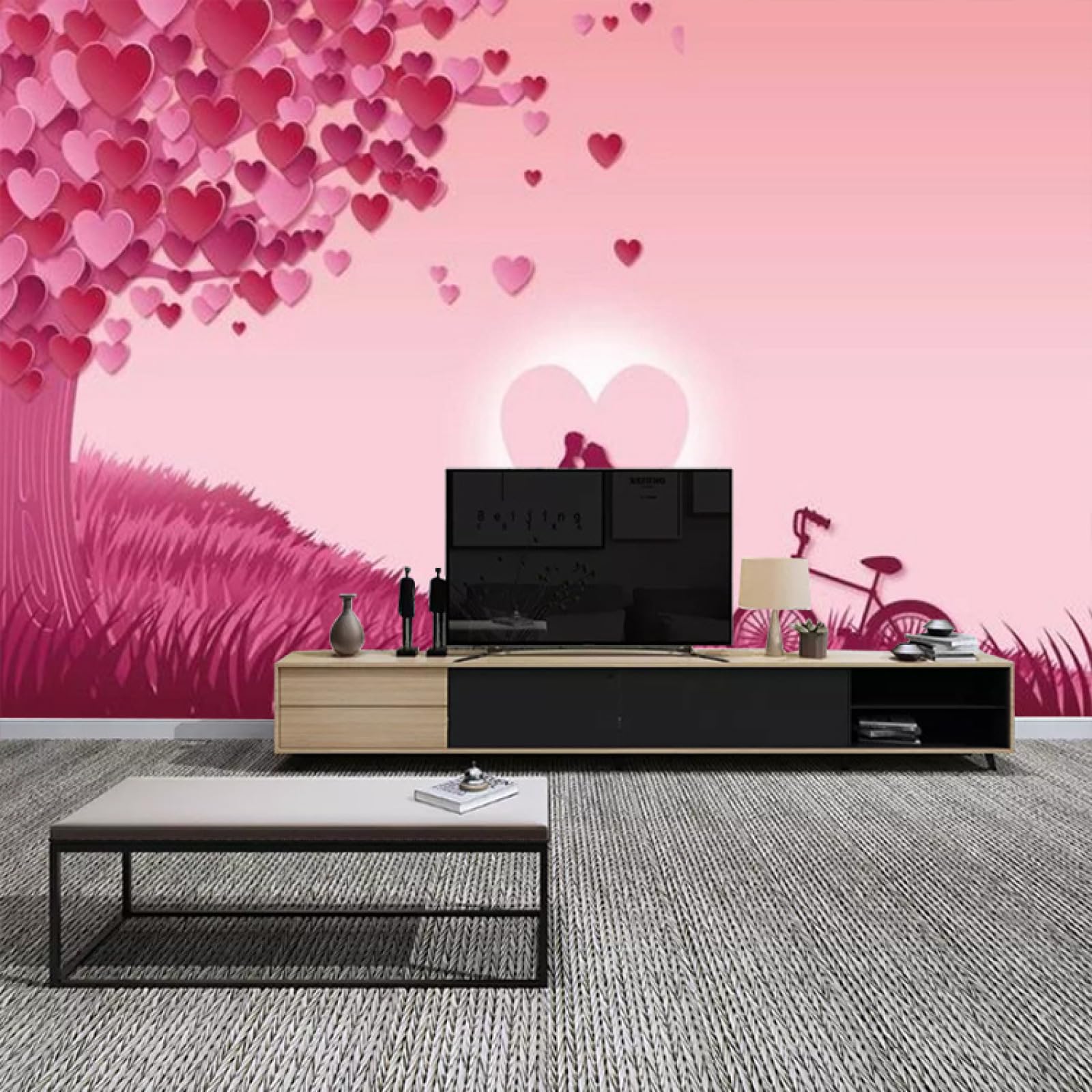 XLMING Semplice Romantico Caldo Matrimonio Guesthouse Coppia Camera Erotica Carta Da Parati 3D Studio Sala Da Pranzo Divano Camera Da Letto Soggiorno Tv Muro-430cm×300cm