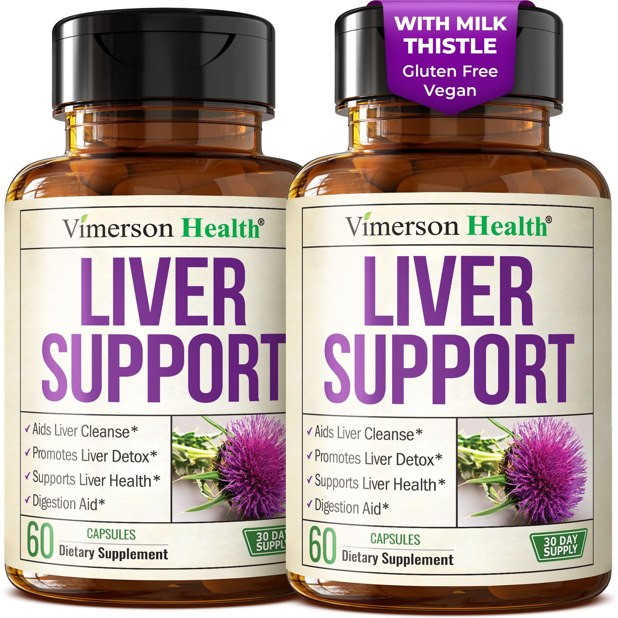 Liver Support – Liver Cleanse Detox & Repair Milk Thistle Supplement 2 Pack 60 Count (Pack of 2)