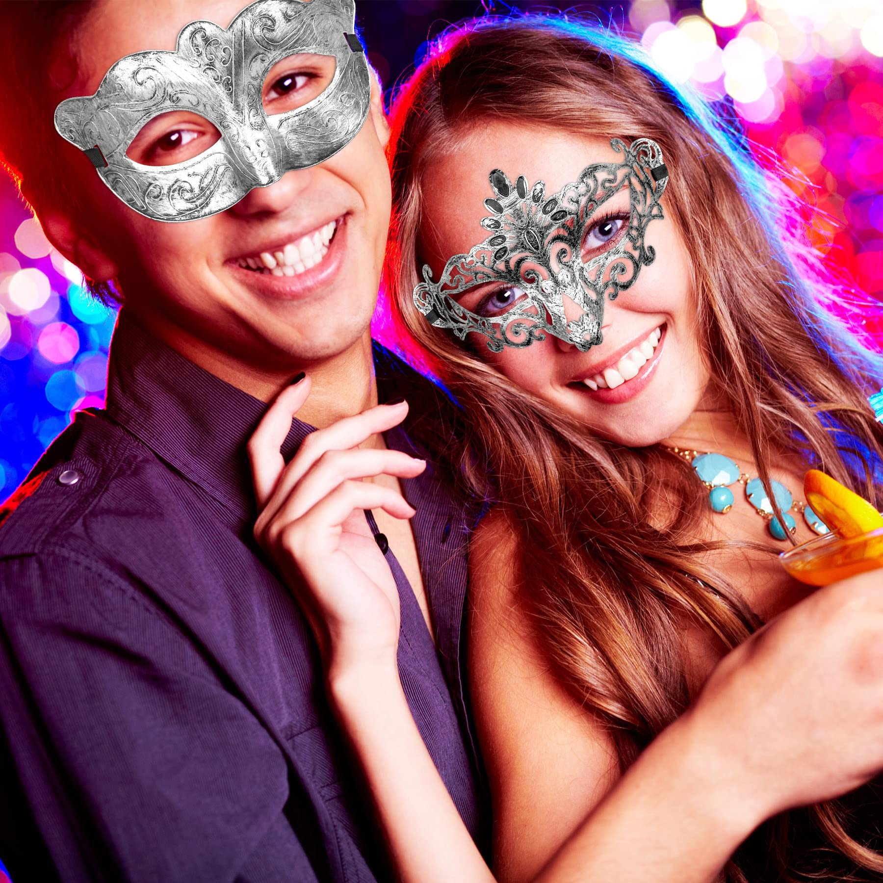 FEQO 64 Pezzi Veneziana Maschera Maschere Antiche Vintage Maschere Veneziane Maschera da Ballo per Donna Uomo Carnevale Halloween