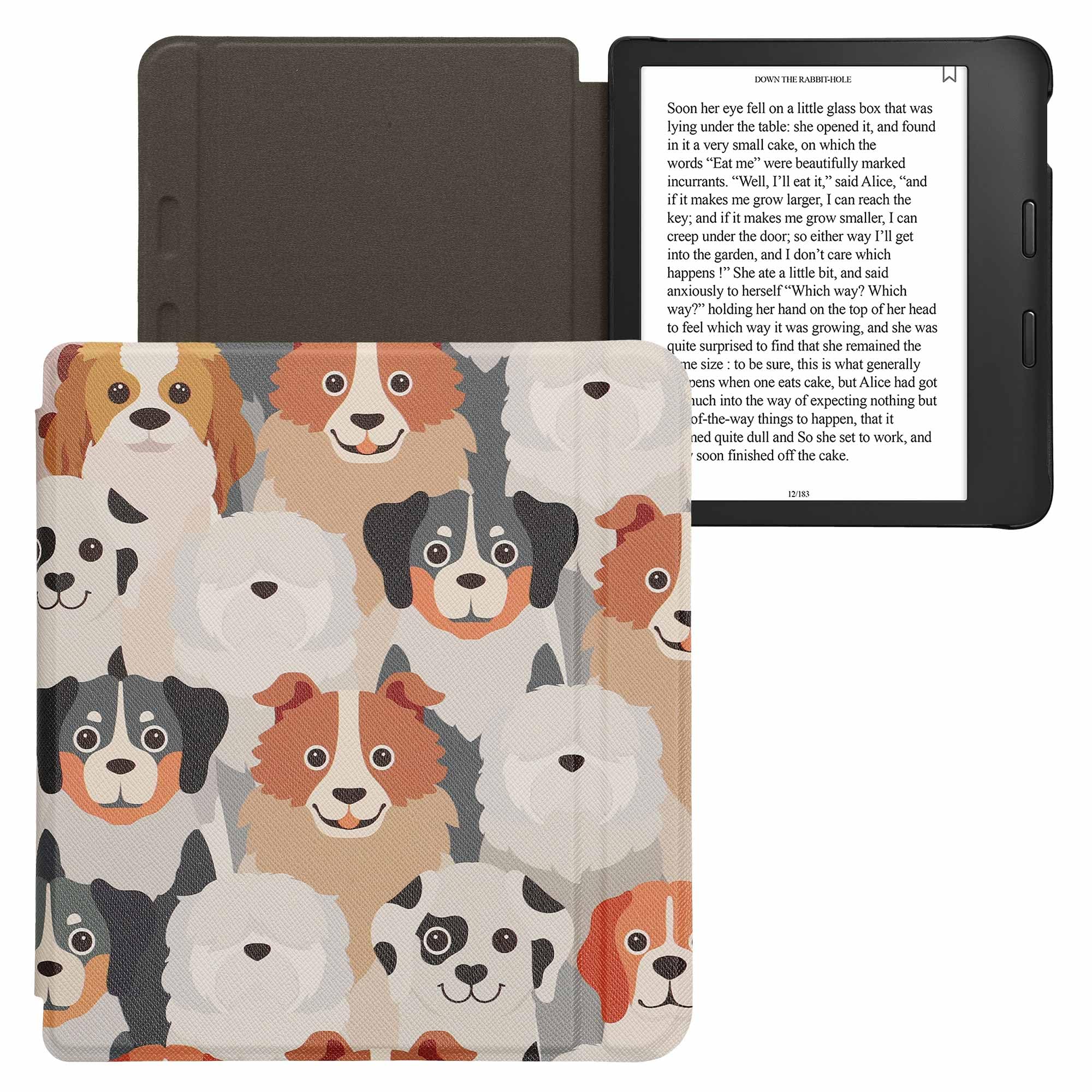 kwmobile Cover for Kobo Libra 2 Case - eReader Cover with auto sleep funktion - Dogs with White/Light Brown/Grey — view 8