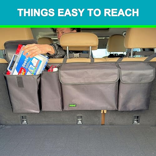 Miniatura 7 de PIDO Organizador colgante para maletero, organizador de maletero de asiento trasero para SUV, bolsa de almacenamiento colgante de automóvil con
