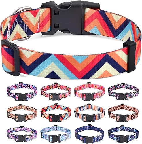 Miniatura 33 de Collar de perro para perros pequeños, collar suave y cómodo para mascotas para perros pequeños, medianos y grandes, patrón floral para perros macho