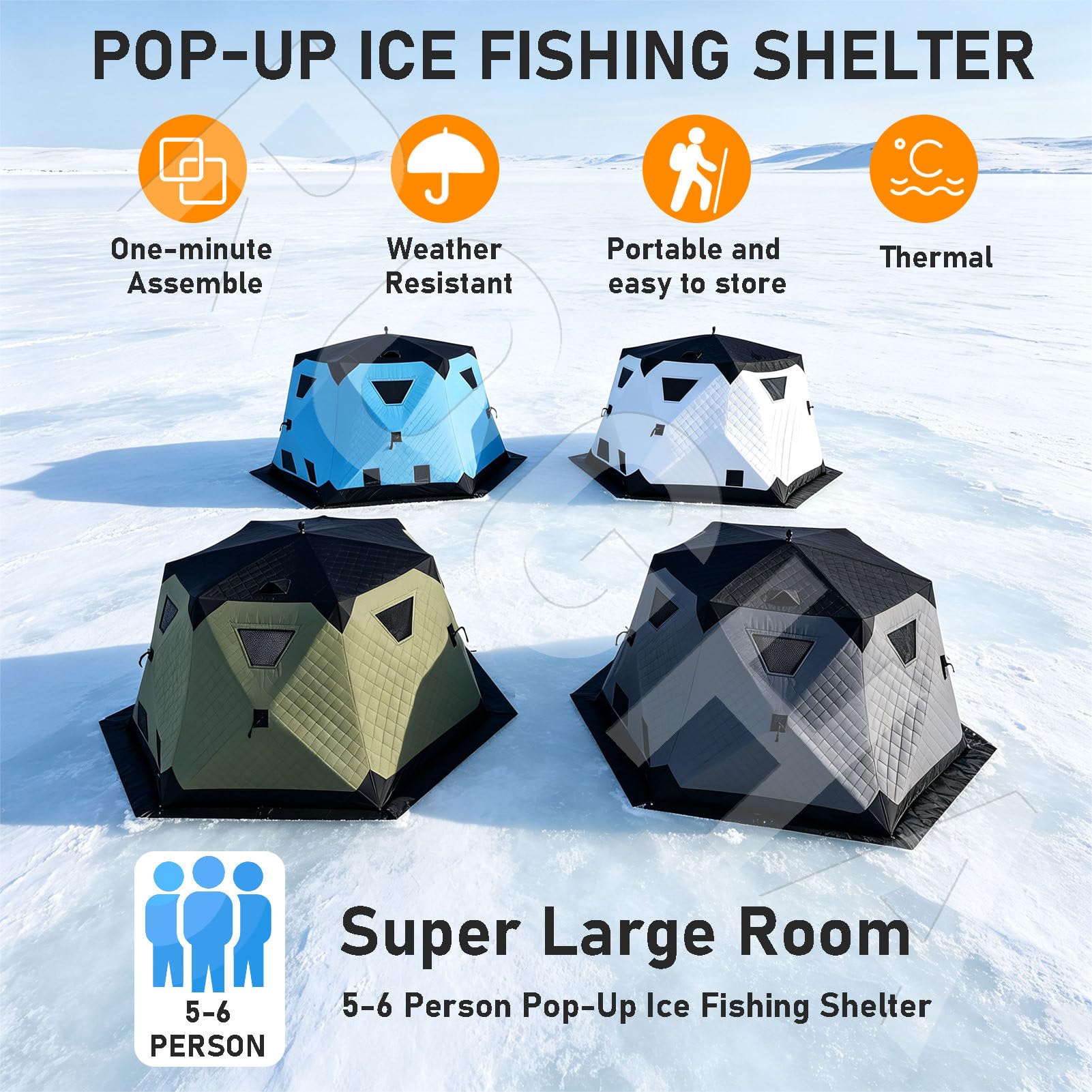 Tenda da Pesca sul Ghiaccio per 5‑6 Persone Blue