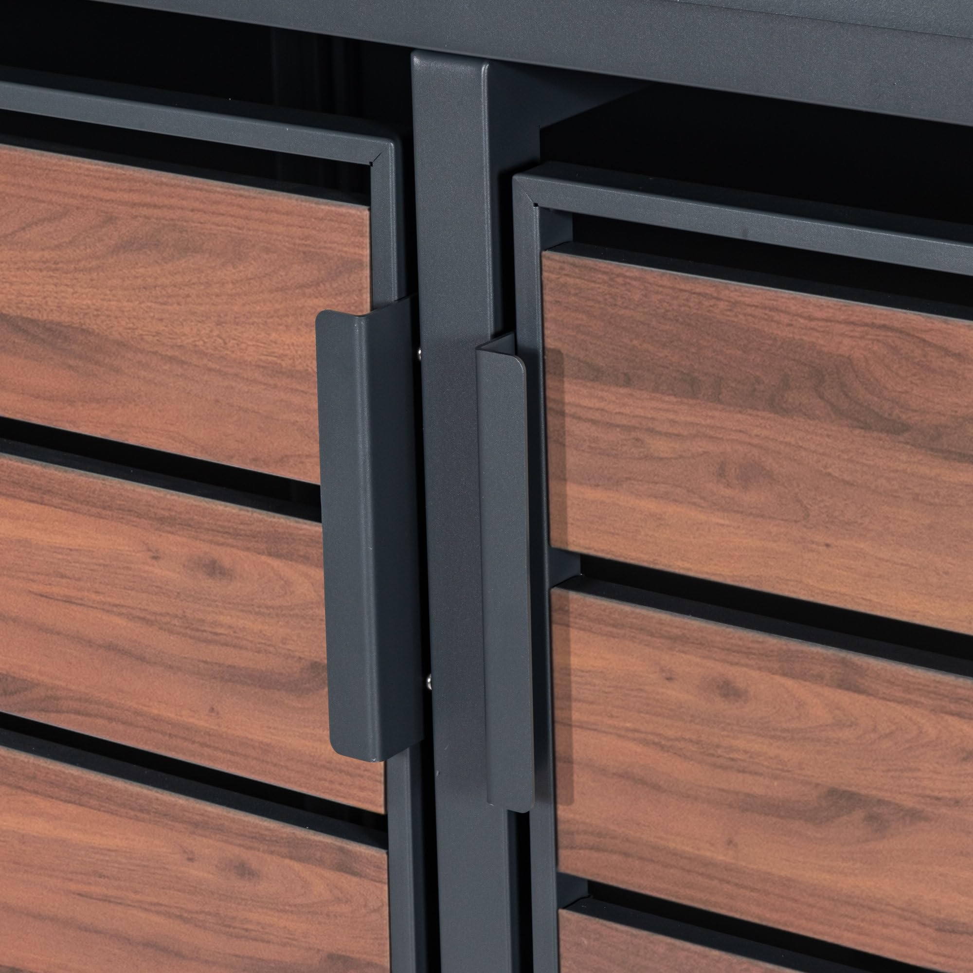 Zelsius Mülltonnenbox 3er für 3 Mülltonnen mit abgerundetem Deckel | 120-240 Liter | Walnuss, Anthrazit RAL7016 | Tür in Holzoptik mit Erweiterungsmöglichkeiten | Mülltonnenhäusschen